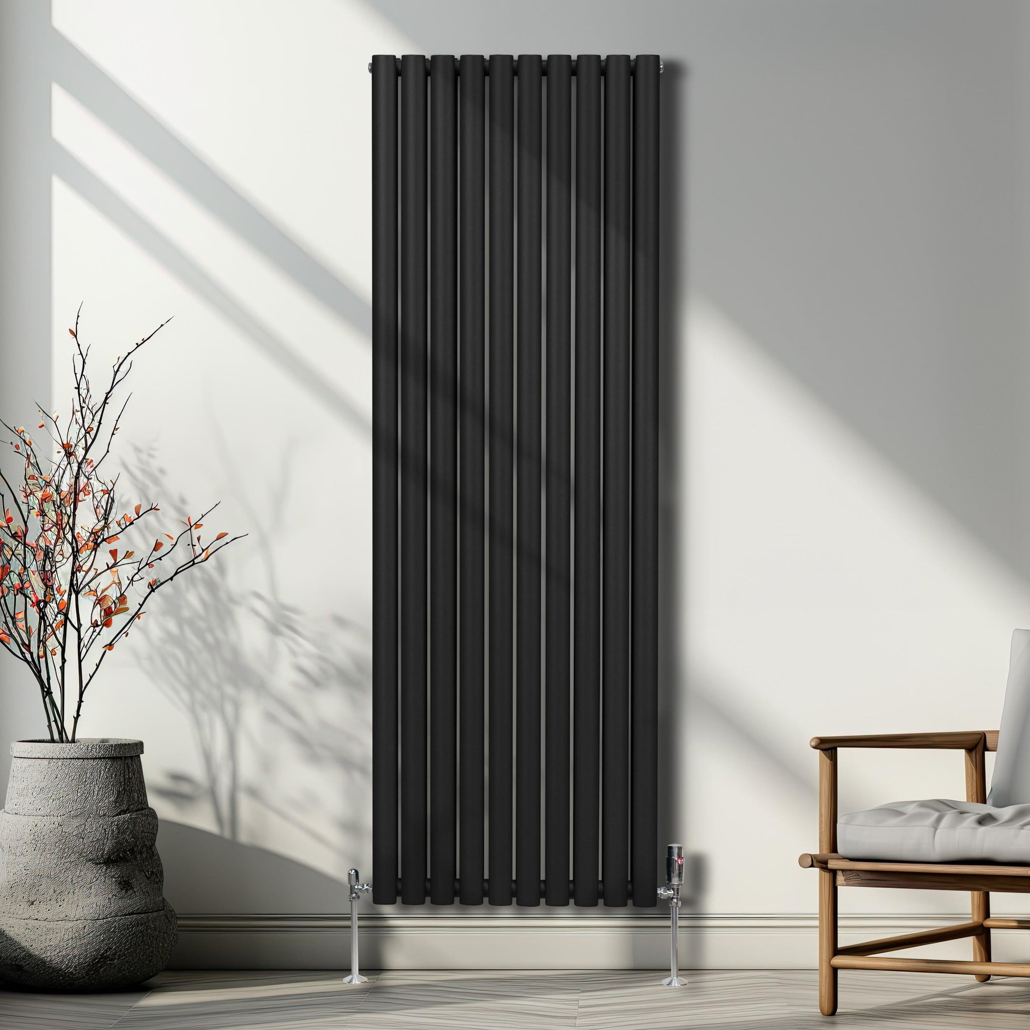 Voir la diapositive 2 : MONSTERSHOP Radiateur à colonnes ovales & robinet, 2 panneaux - 1800 x 600 mm