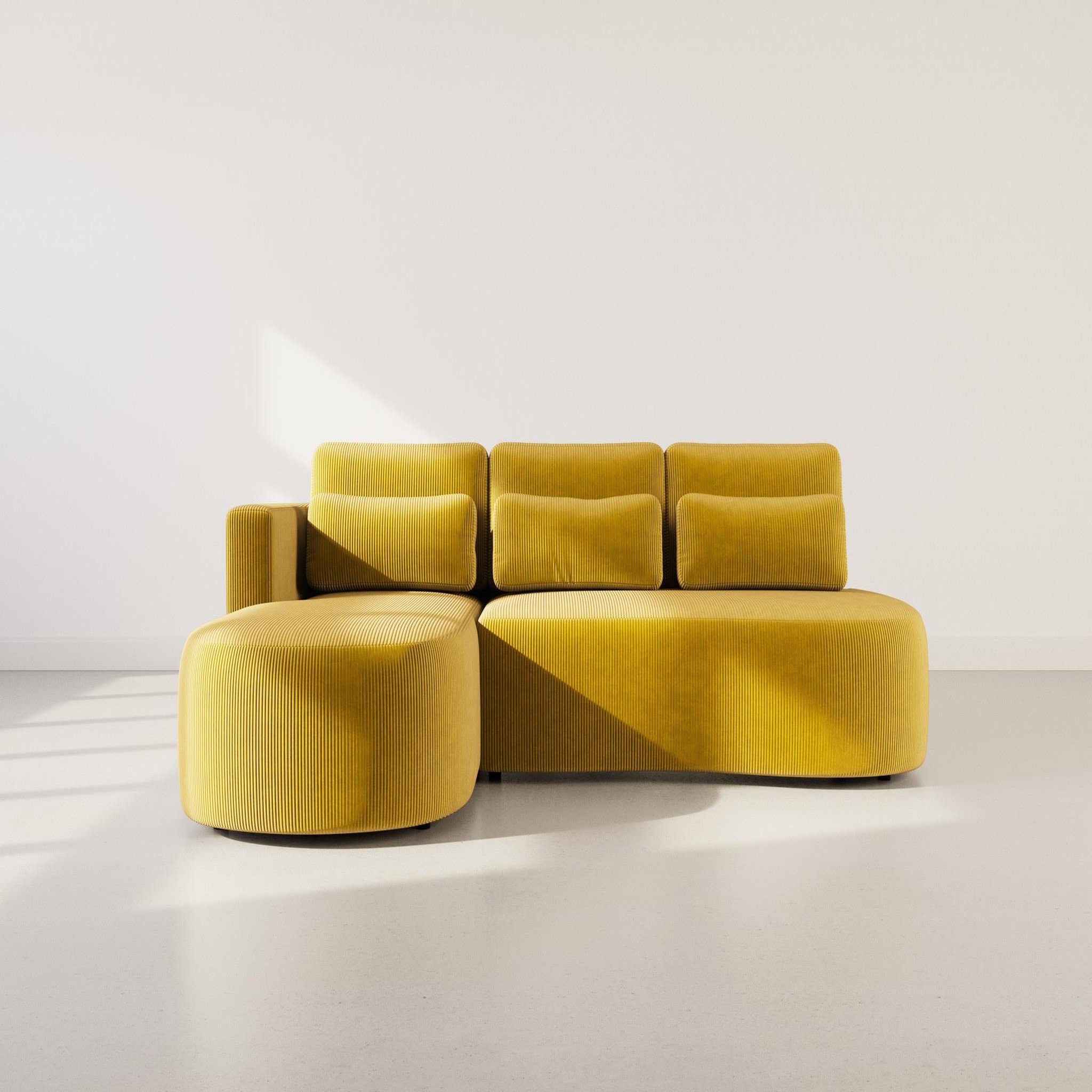 Voir la diapositive 5 : BEST MOBILIER Mahina - canapé d'angle gauche 4 places convertible avec coffre en velours côtelé