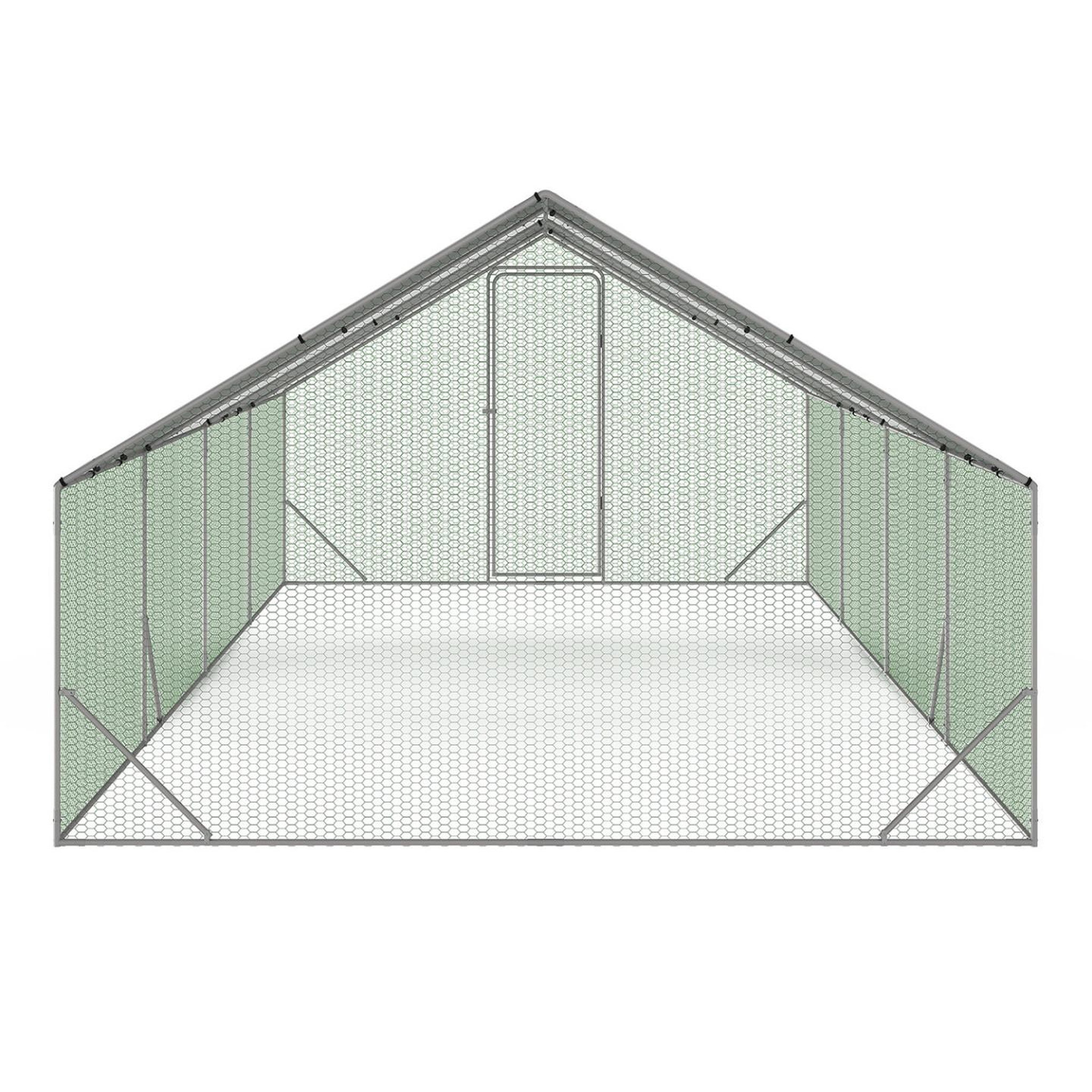 Voir la diapositive 5 : ID MARKET Enclos poulailler 24 m² parc grillagé 8x3 m acier galvanisé