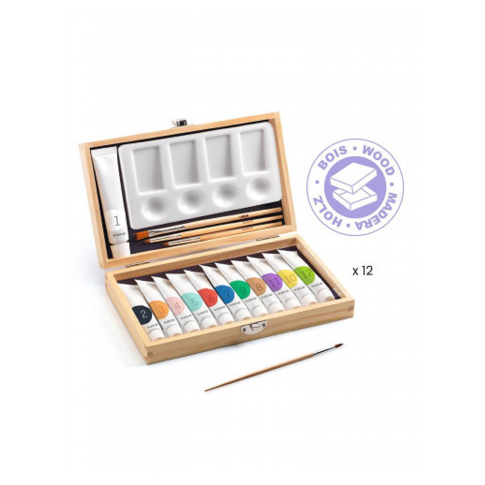 Voir la diapositive 1 : Djeco Coffrets de couleurs - 12 gouaches