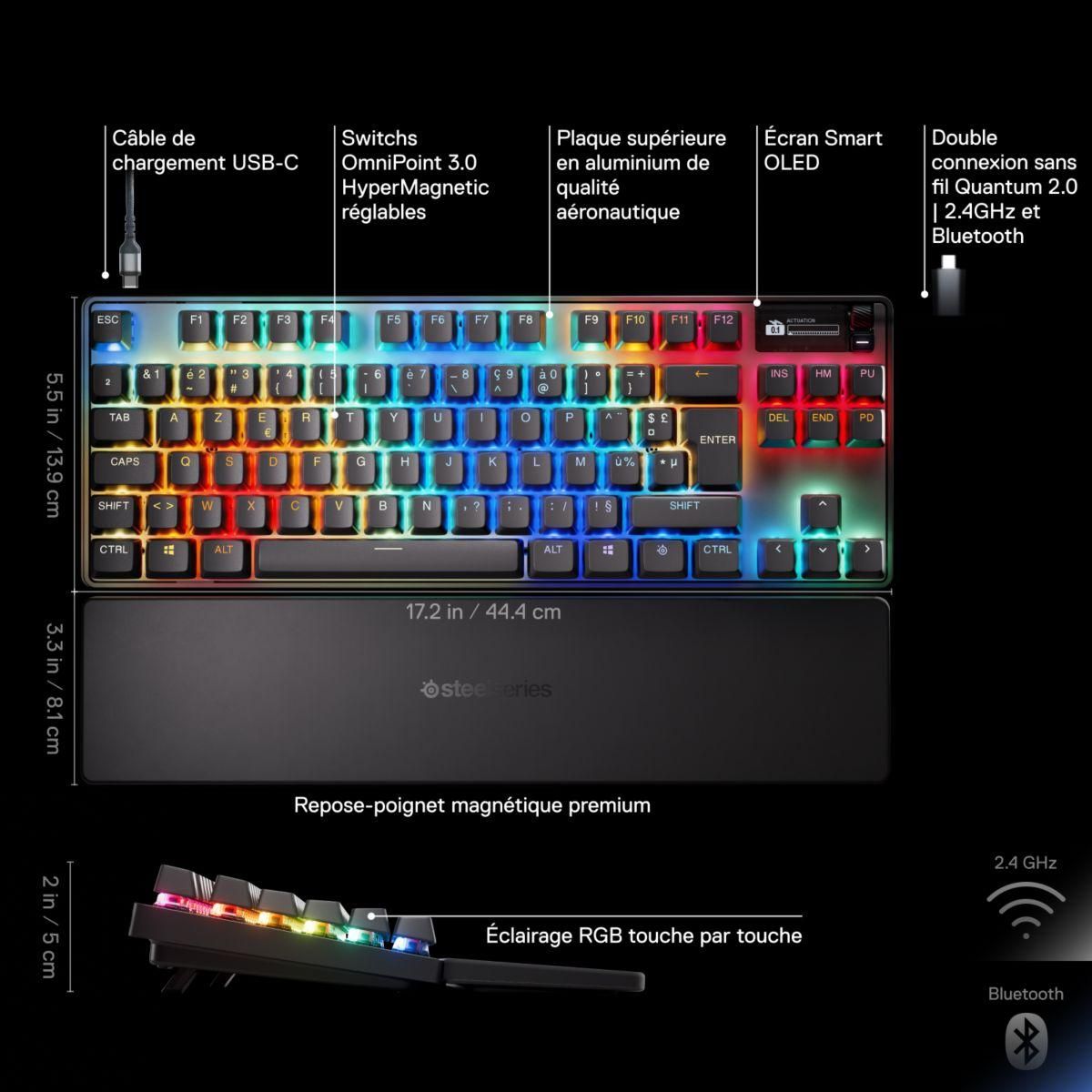 STEEL SERIES Clavier gamer sans fil APEX PRO TKL WL Gen 3 - FR