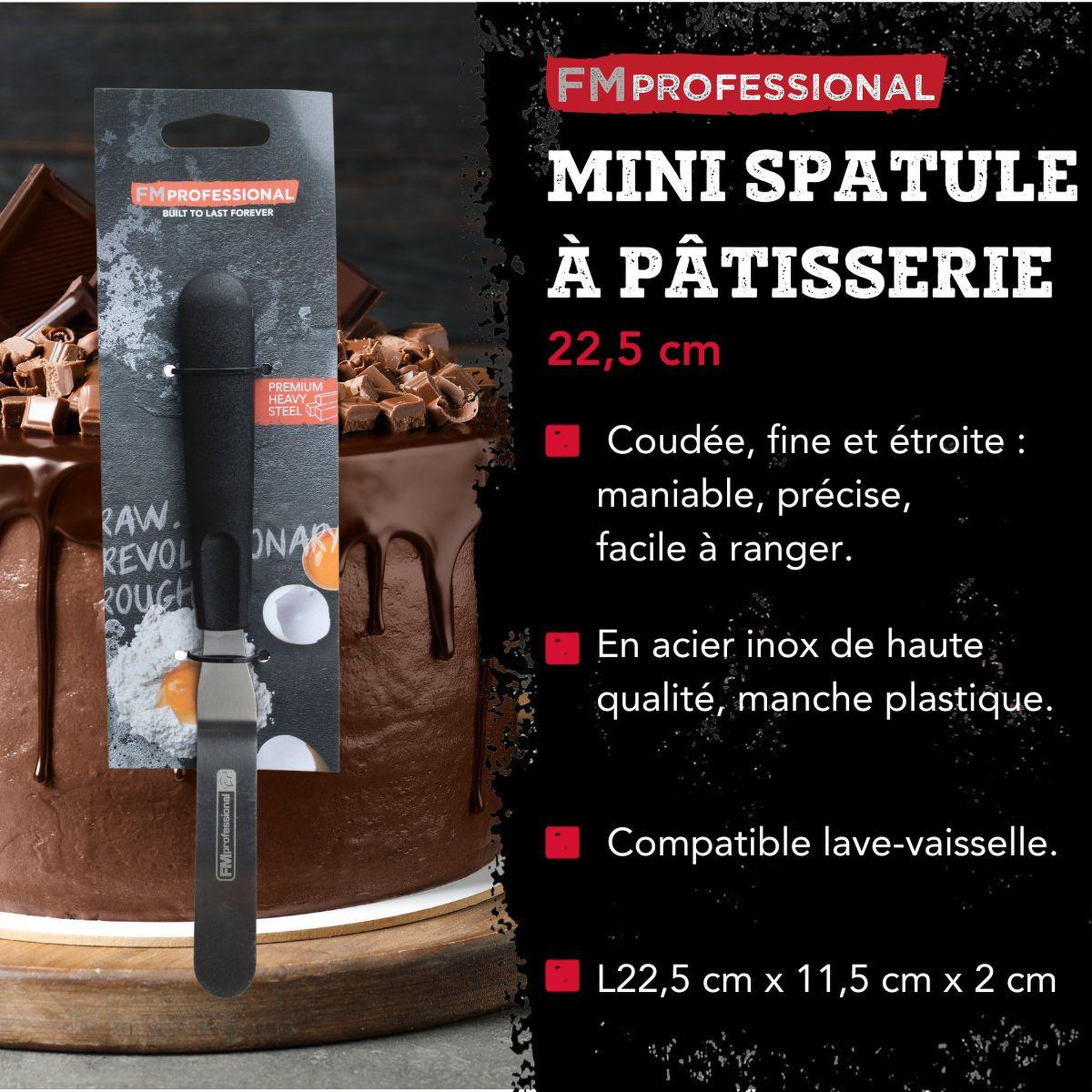 Voir la diapositive 3 : FM PROFESSIONAL Ensemble de 2 mini spatules coudées 22,5 cm fm professional