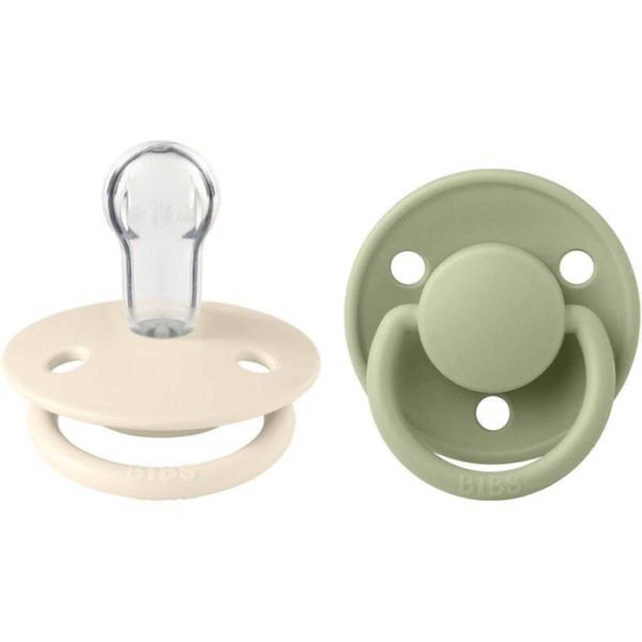 BIBS Sucette bébé - BIBS - DeLux - Embout rond - Pack de 2 - Silicone - Taille unique Ivory Sage