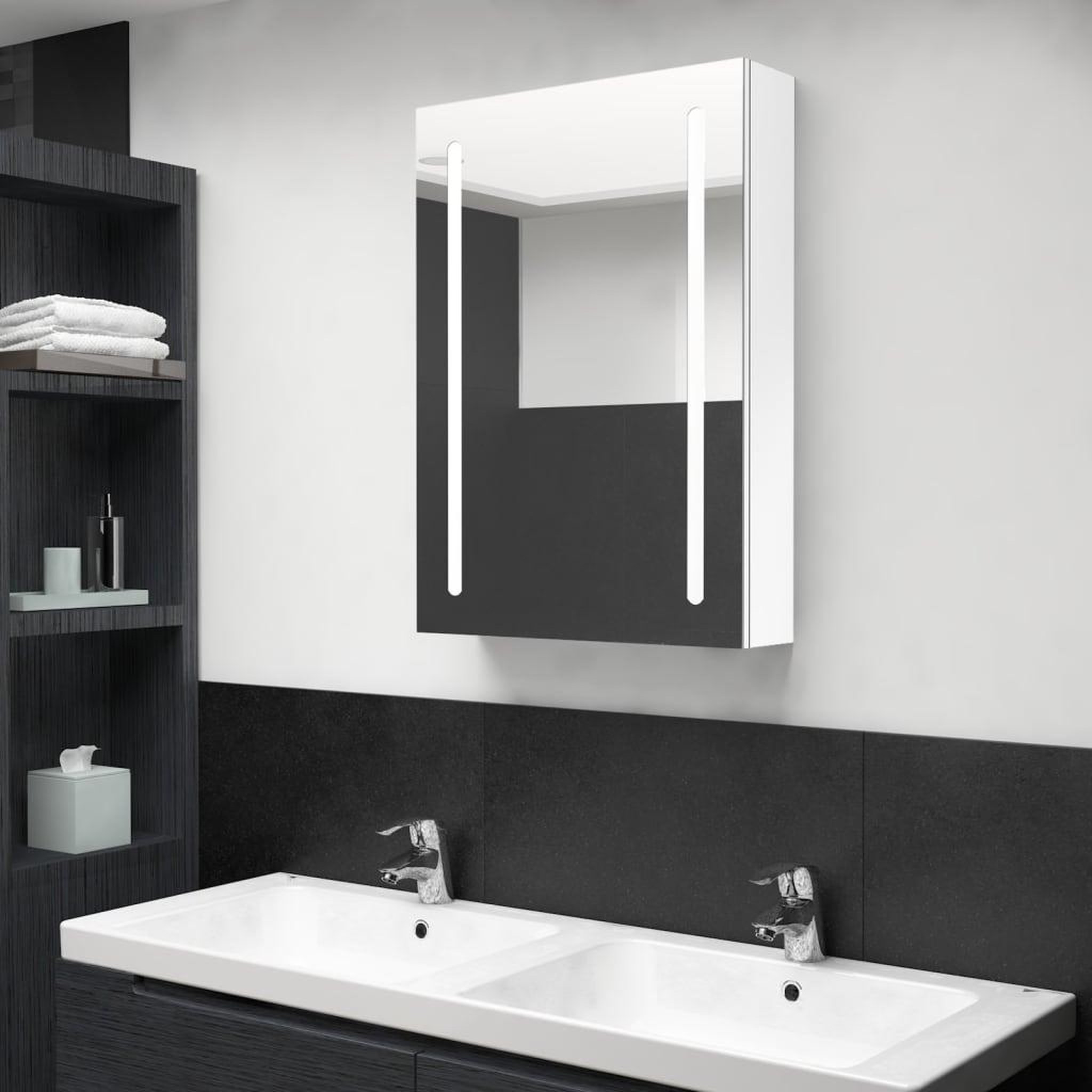 VIDAXL Armoire de salle de bain a miroir LED Blanc brillant 50x13x70cm
