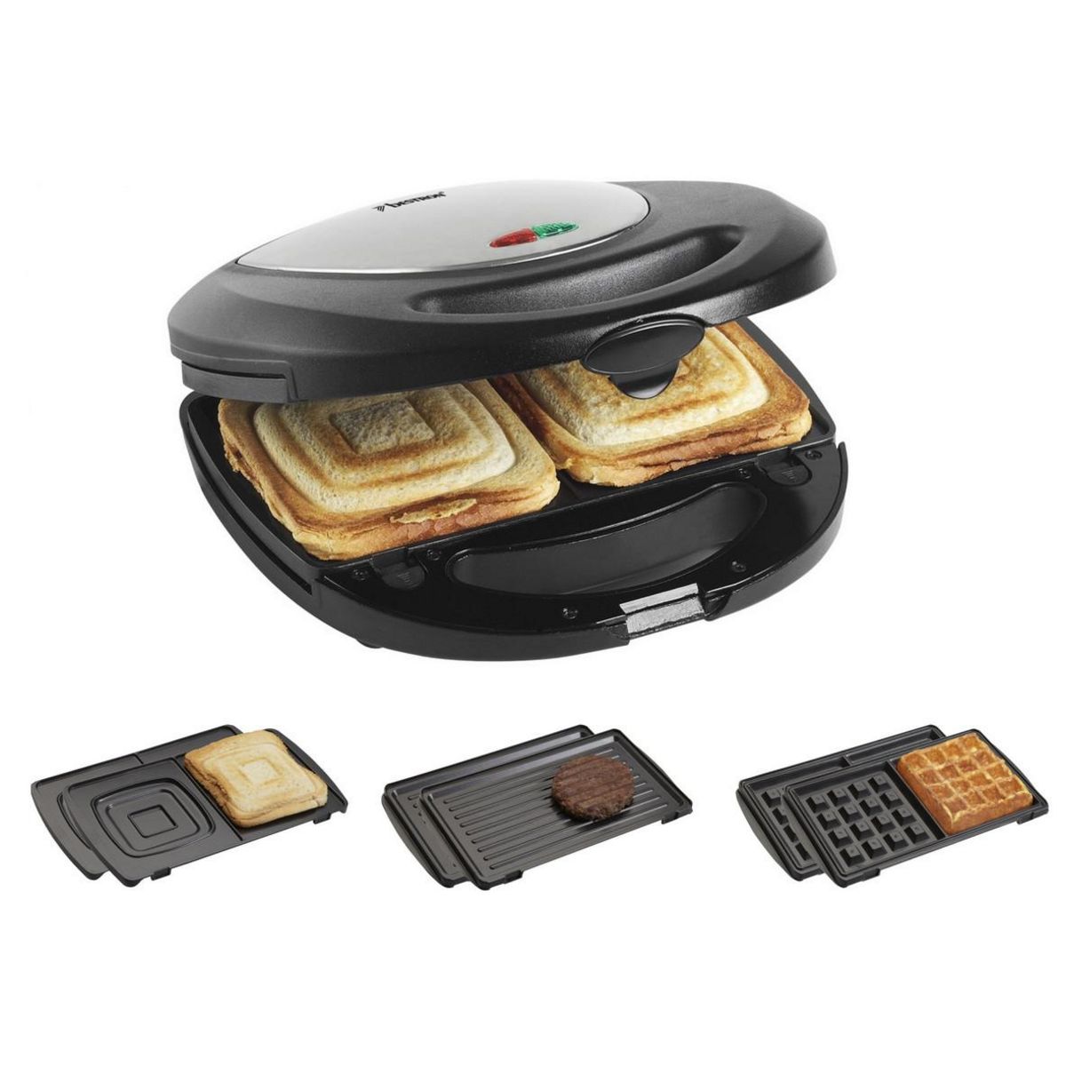 Bestron Croque-gaufre-grill 3en1 760w noir - asm8010