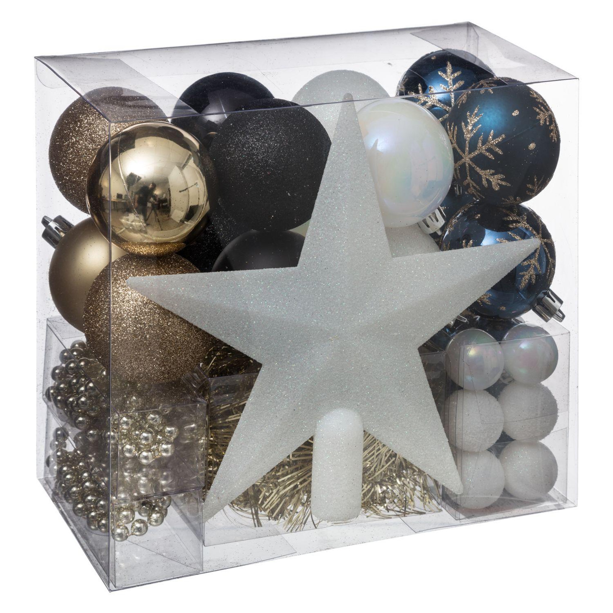 FEERIC LIGHT & CHRISTMAS Kit décoration pour sapin de noël - 44 pièces. Coloris disponibles : Gris