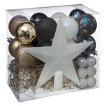 FEERIC LIGHT & CHRISTMAS Kit Décoration pour sapin de Noël - 44 Pièces. Coloris disponibles : Gris