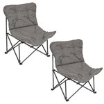 TOILINUX Lot de 2 fauteuils de camping pliants matelassés. Coloris disponibles : Gris, Beige