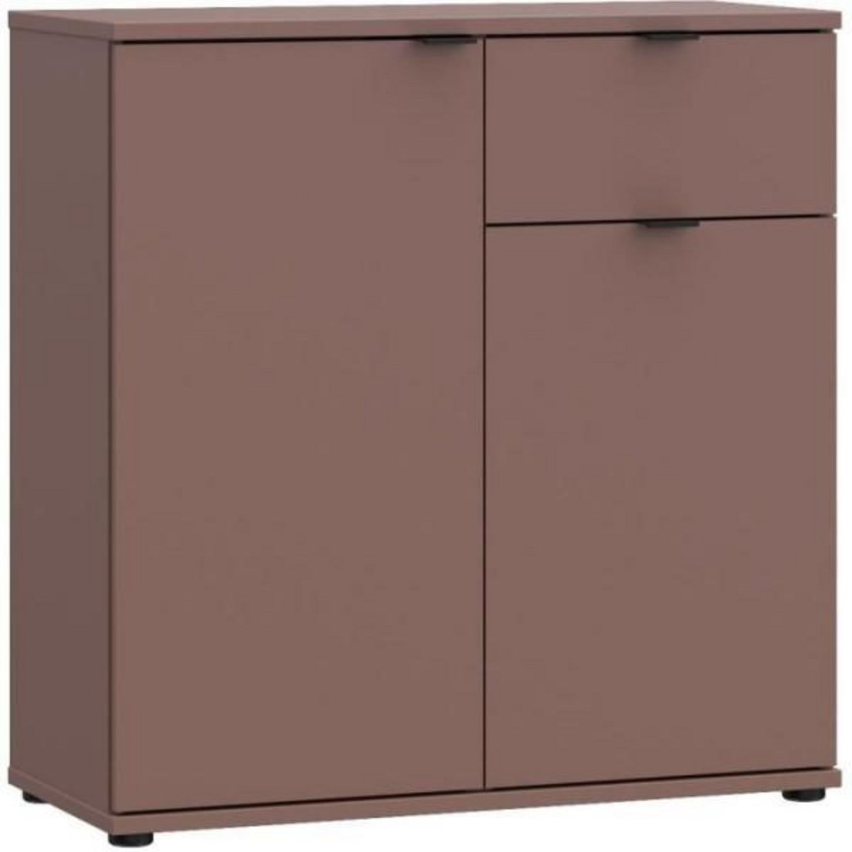 MARKET24 Commode - GANYMEDE - 2 portes - 1 tiroir - Terracotta - 80,1 x 34,1 x 82,3 cm