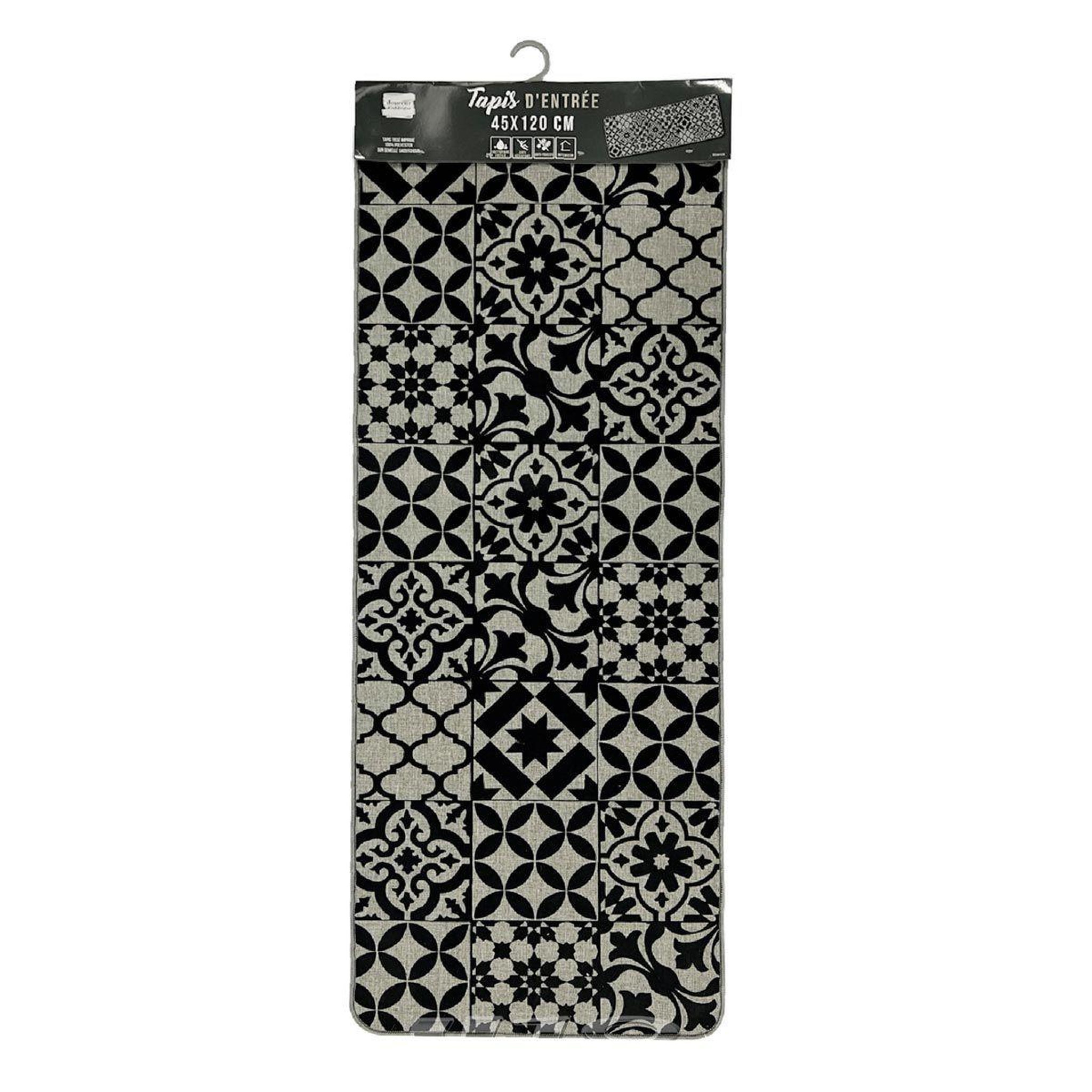 Voir la diapositive 2 : Douceur d'Intérieur Tapis tissé imprimé  casella  45x120cm gris