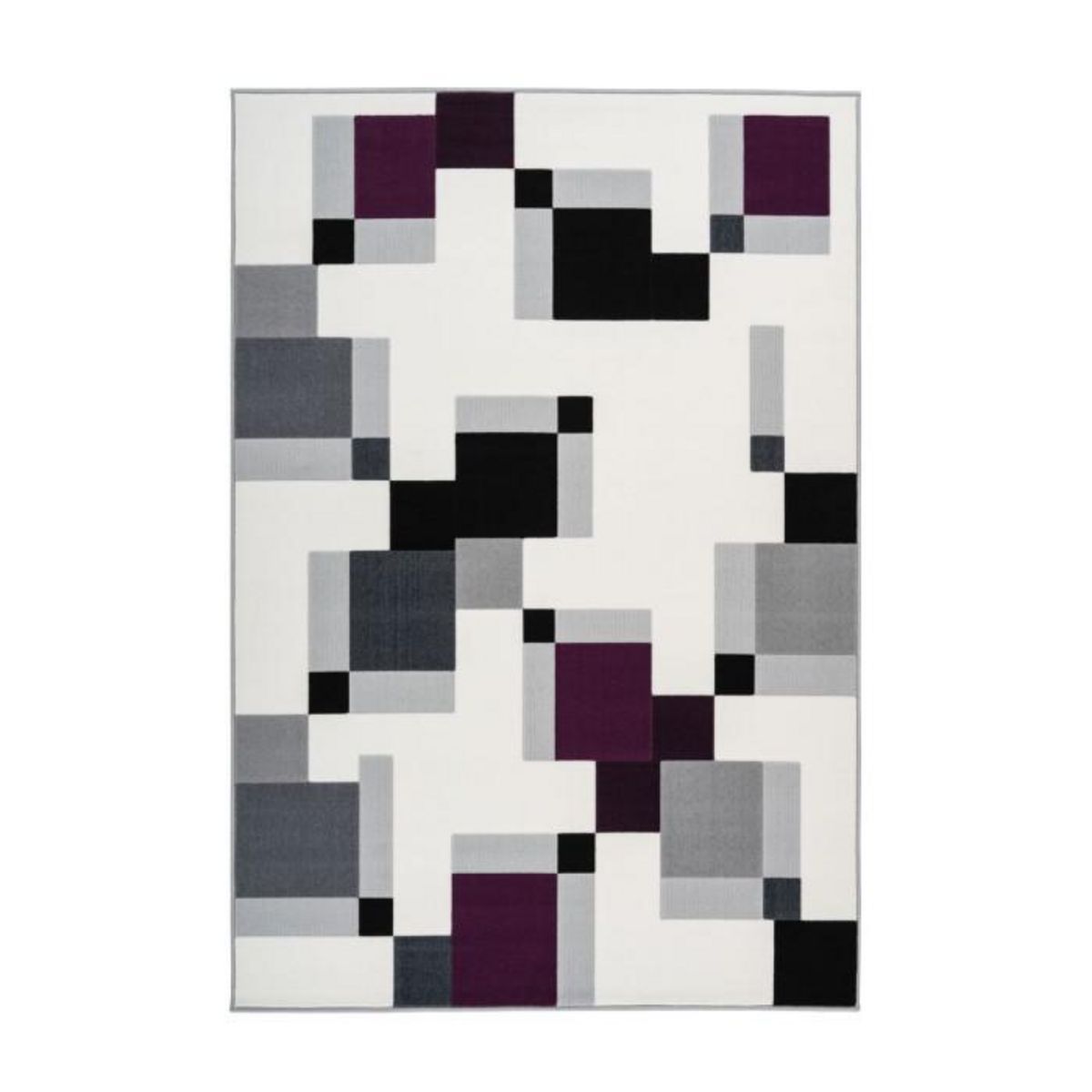 Paris Prix Tapis Géométrique à Poils Courts  Esperanto II  Ivoire & Violet