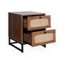 Voir la diapositive 3 : SWEEEK Lots de 2 tables de chevet en décor bois et cannage avec pieds et poignées en métal noir