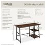 Voir la diapositive 6 : tectake Bureau Style industriel Étagère latérale avec 2 compartiments de stockage