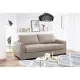 MARKET24 HEXAGONE Canapé droit convertible 3 places MAXIME - Made in France - Tissu Beige - Couchage express - L 194 x P 96 x H 83 cm