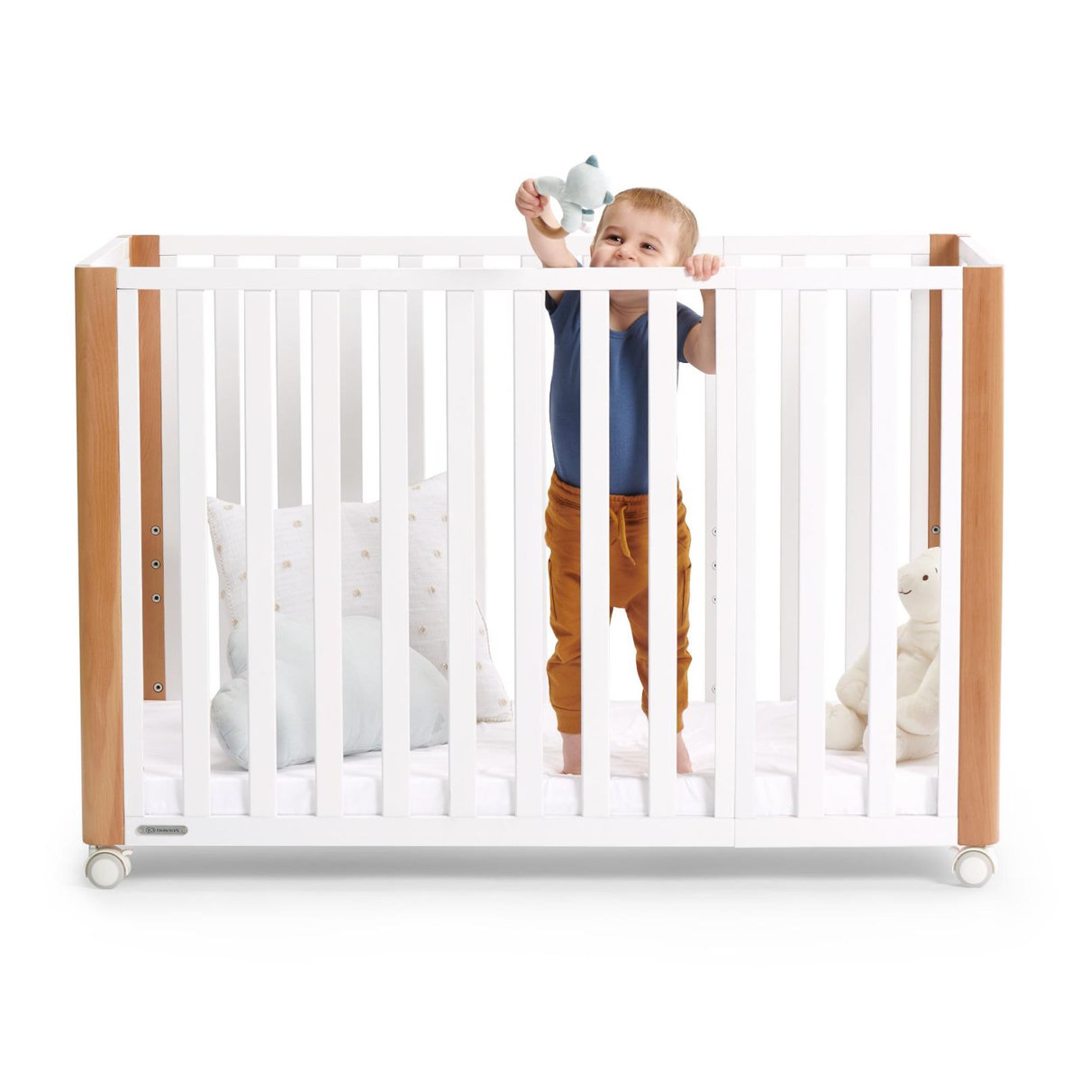 KINDERKRAFT Lit bébé multifonction 4 en 1 avec matelas et roulettes pour un usage pratique