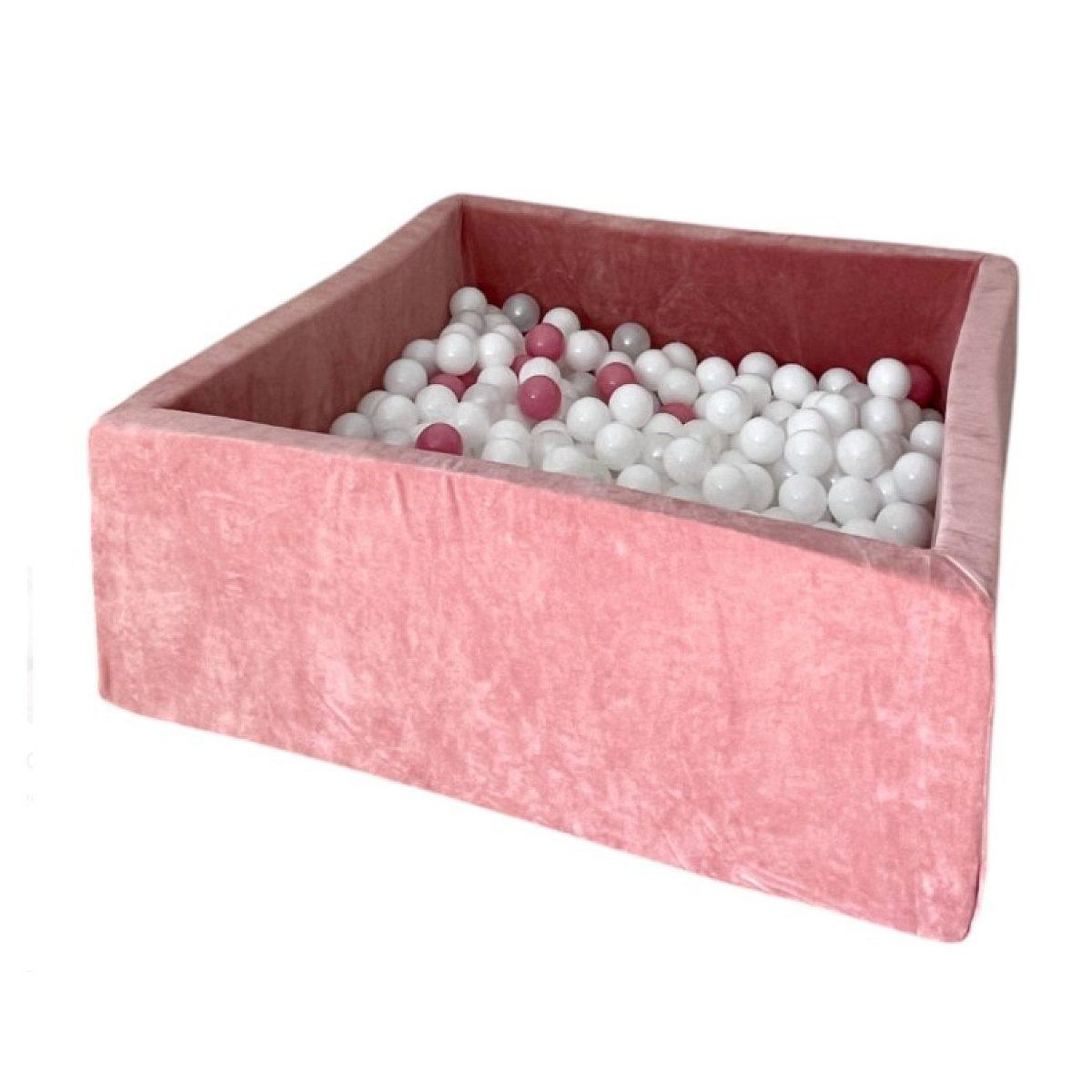 MONIO FOR KIDS Piscine à balles carrée en velours 106 cm rose + 400 balles