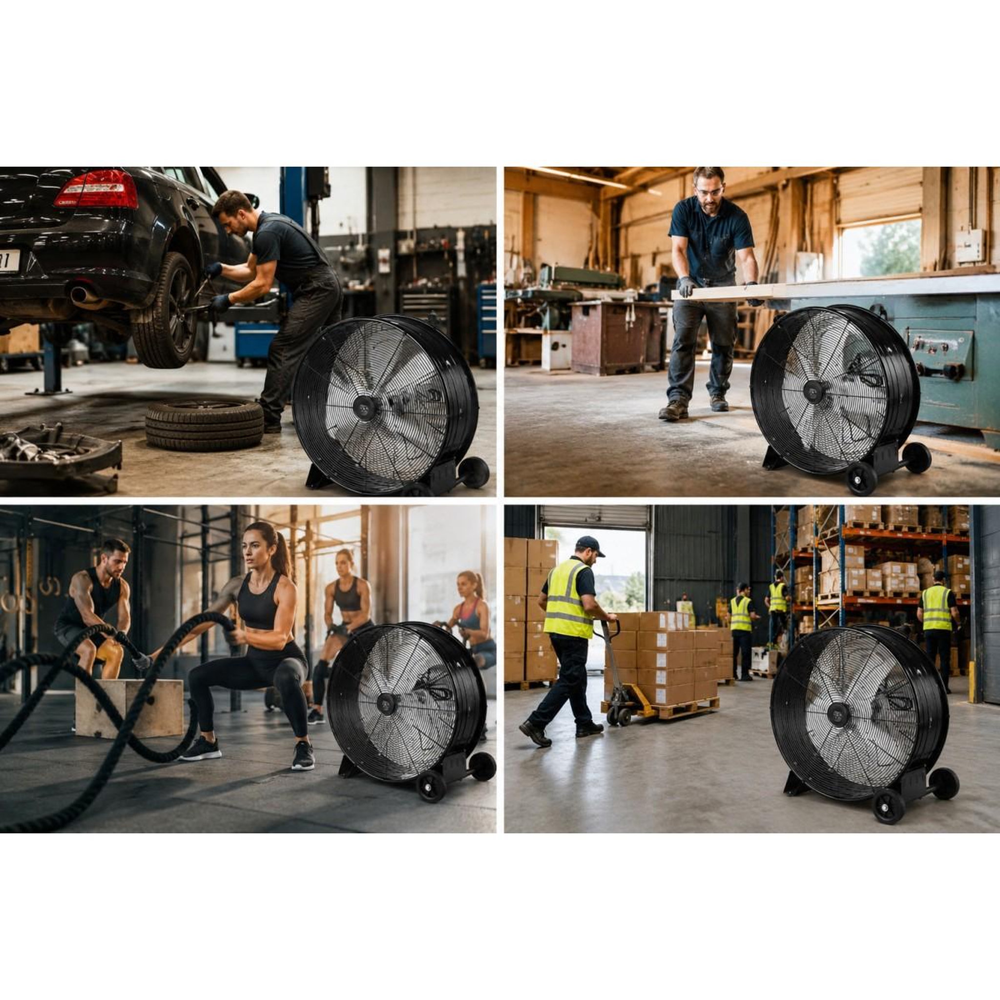 Voir la diapositive 3 : INTEC Ventilateur industriel 240w ø66cm sur roues 3 vitesses 3 pales métal - brasseur d'air puissant atelier garage chantier entrepôt