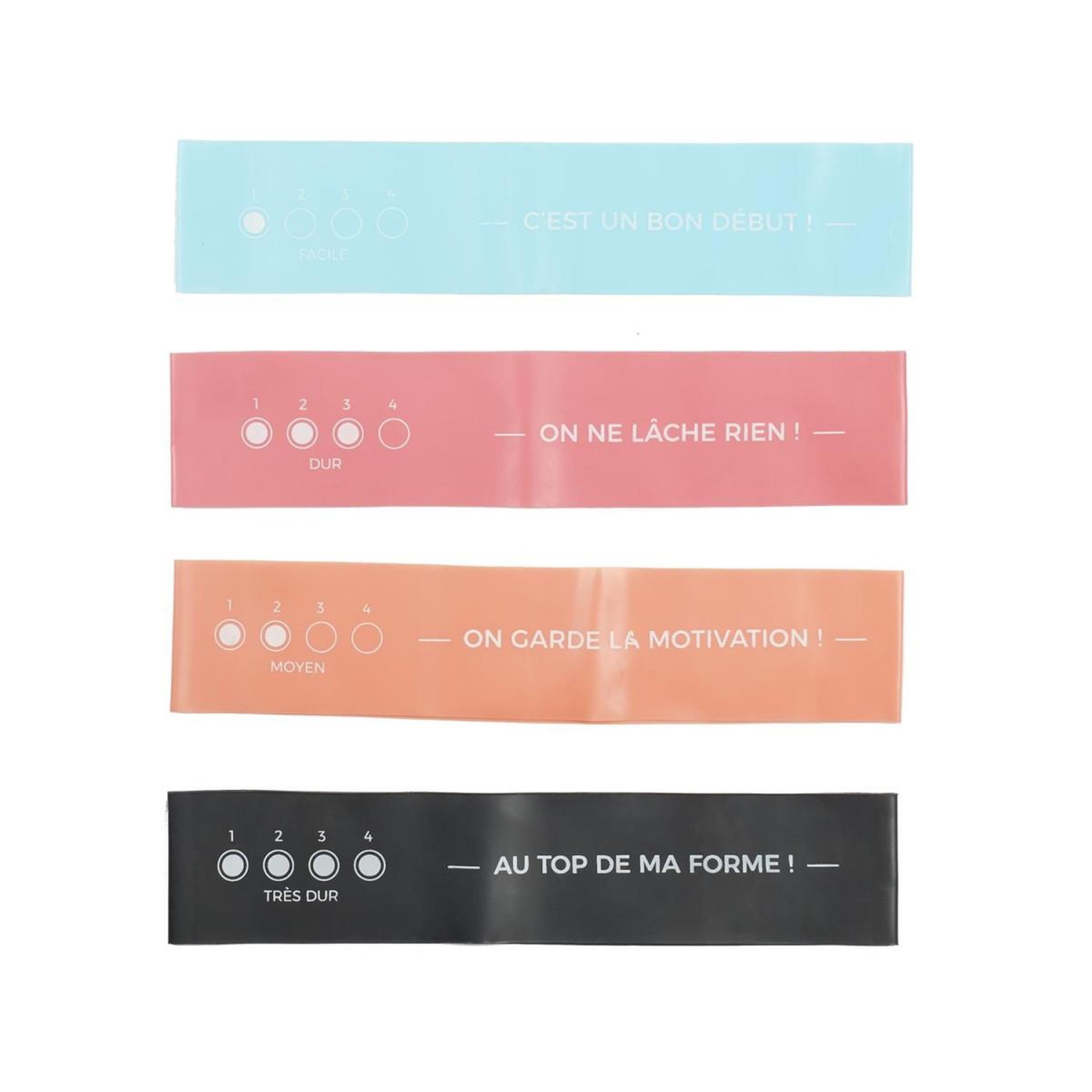 Voir la diapositive 1 : Paris Prix Lot de 4 Bandes de Résistance  Fitness  16cm Multicolore