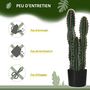 Voir la diapositive 6 : OUTSUNNY Cactus artificiel grand réalisme 3 pieds dim. Ø 17 x 60H cm pot inclus vert