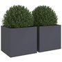 Voir la diapositive 4 : VIDAXL Jardinieres 2 pcs anthracite 49x47x46 cm acier