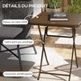 Voir la diapositive 5 : OUTSUNNY Table de jardin pliante table de camping pliable dim. 60L x 60l x 71H cm acier époxy HDPE aspect rotin tressé marron