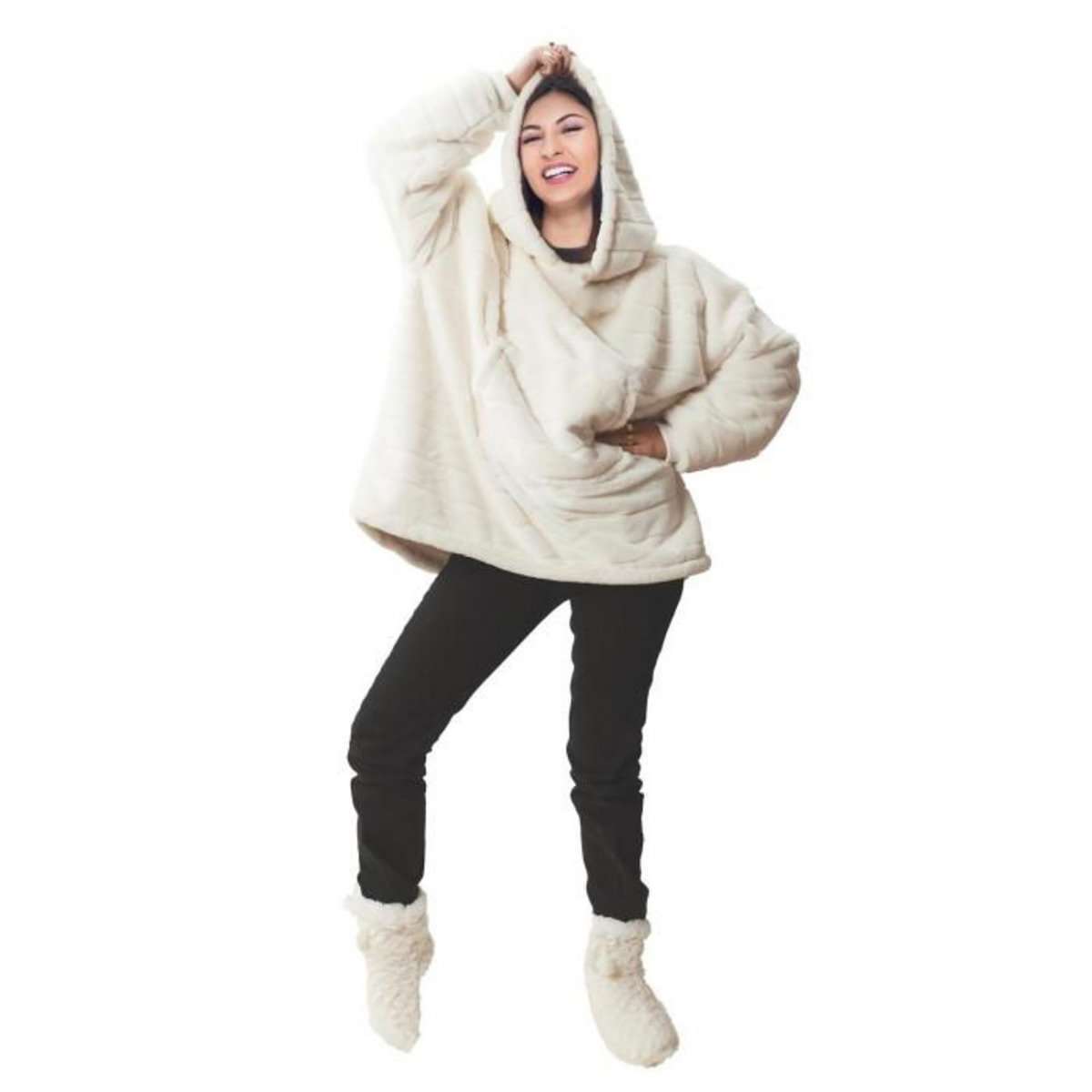 Paris Prix Sweat à Capuche  Fausse Fourrure  85x118cm Blanc