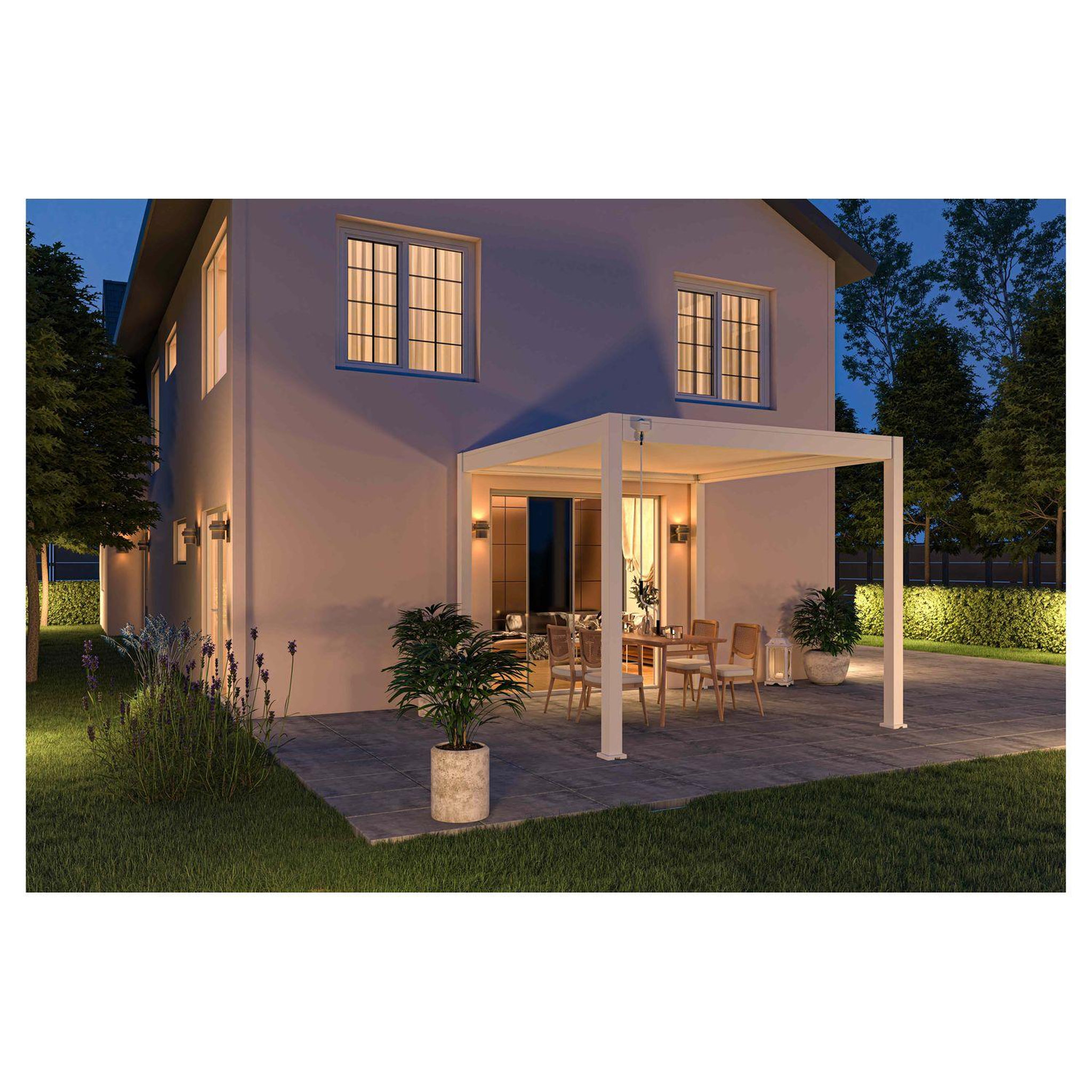 Voir la diapositive 5 : OMBREA Pergola bioclimatique - Autoportante - Blanche - 3x3 OMBREA