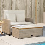 VIDAXL Canape de jardin 2 places coussins beige resine tressee&acacia