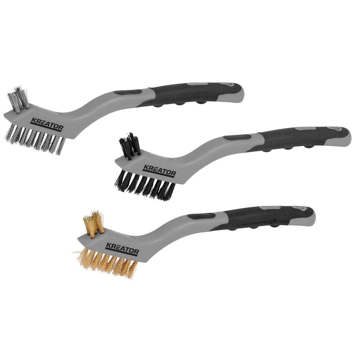 KREATOR Set de 3 Brosses métalliques  cuivre, acier, nylon  Kreator