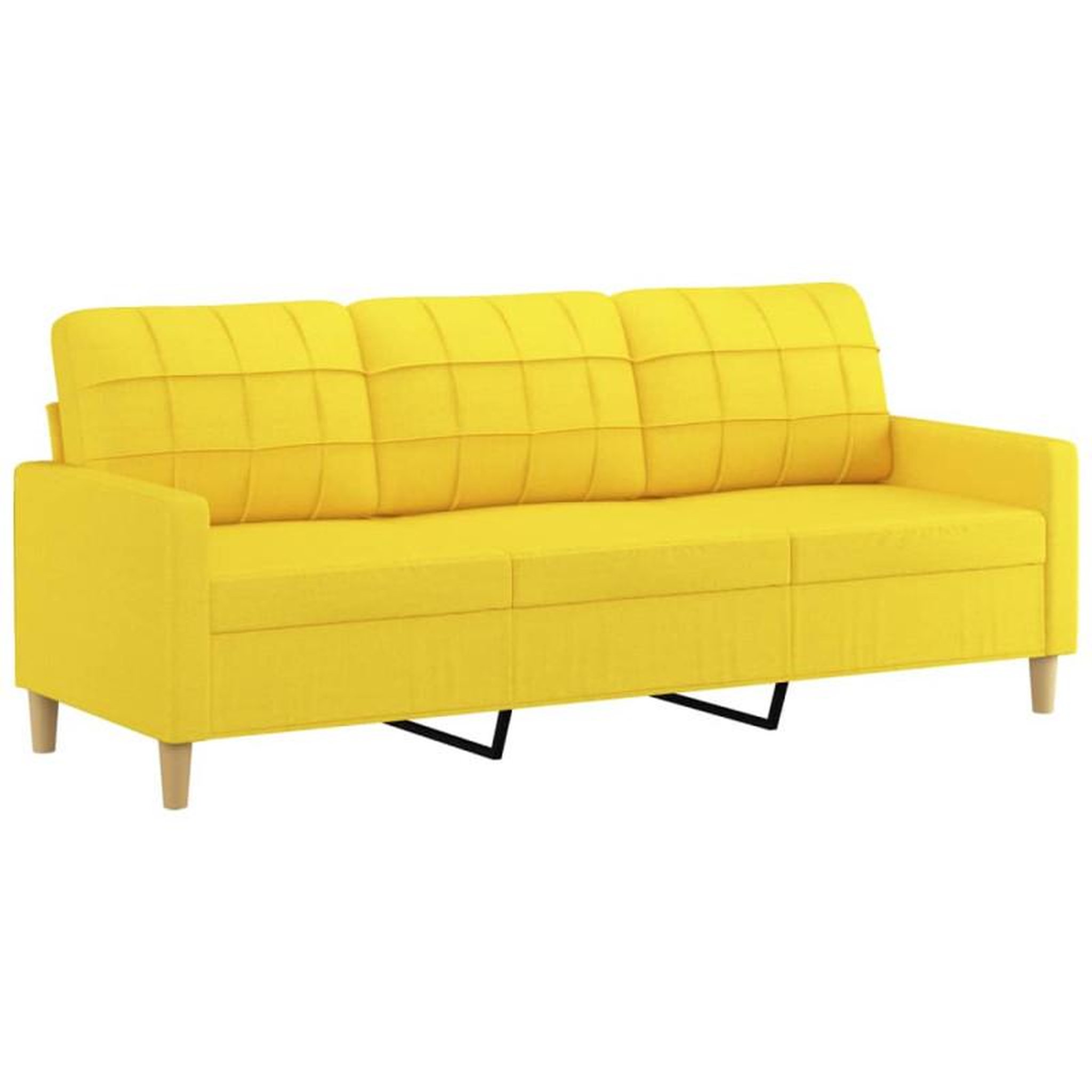 Voir la diapositive 2 : VIDAXL Canapé à 3 places Jaune clair 180 cm Tissu