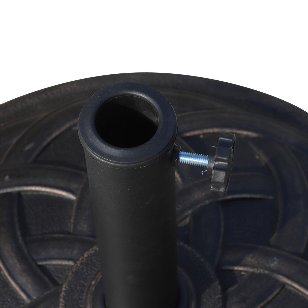 HOMCOM Pied de parasol base de lestage de parasol rond résine imitation fonte motif rosace diamètre 57 cm poids net 19 Kg