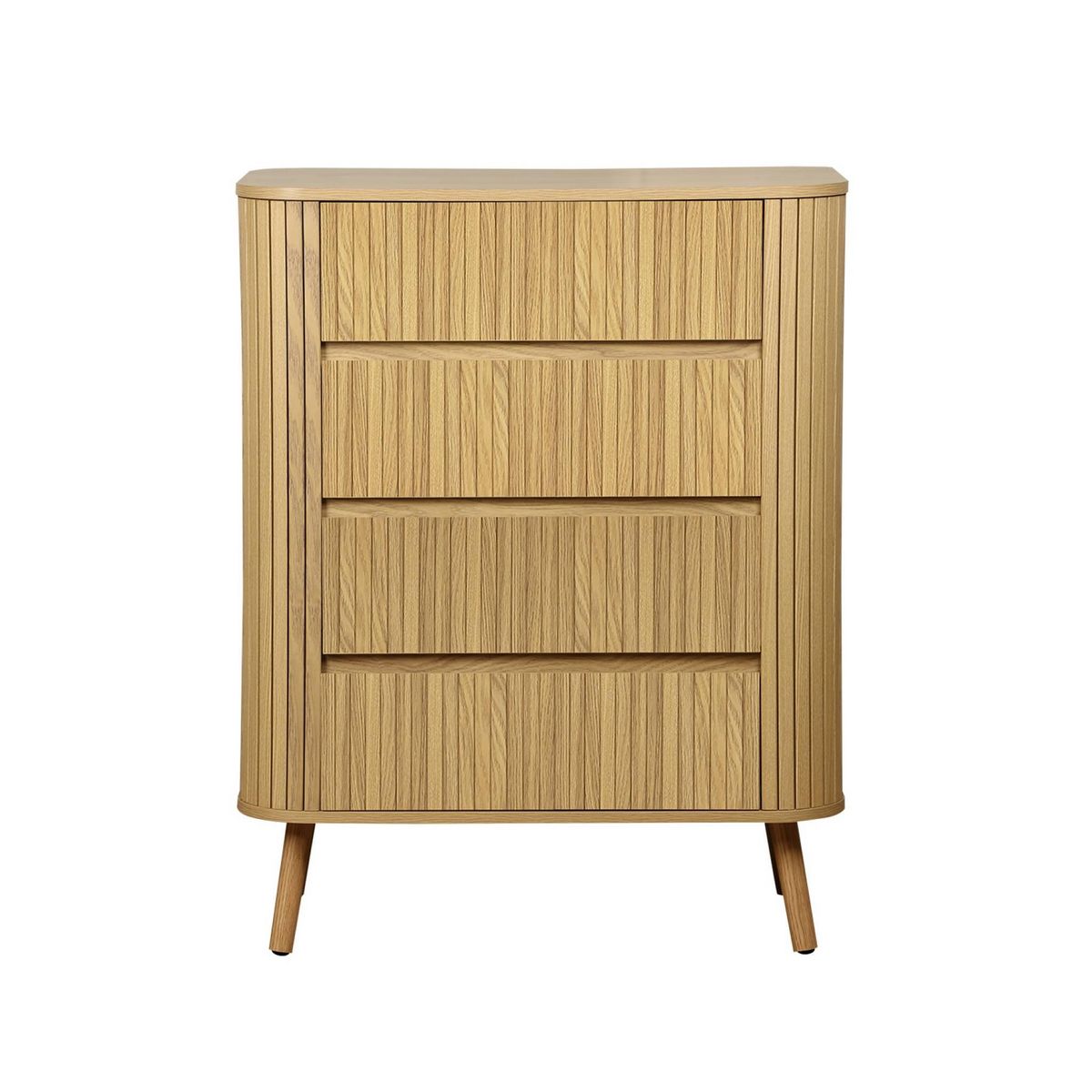 SWEEEK Commode 4 tiroirs. décor strié naturel. L 80x P 45  H 100cm