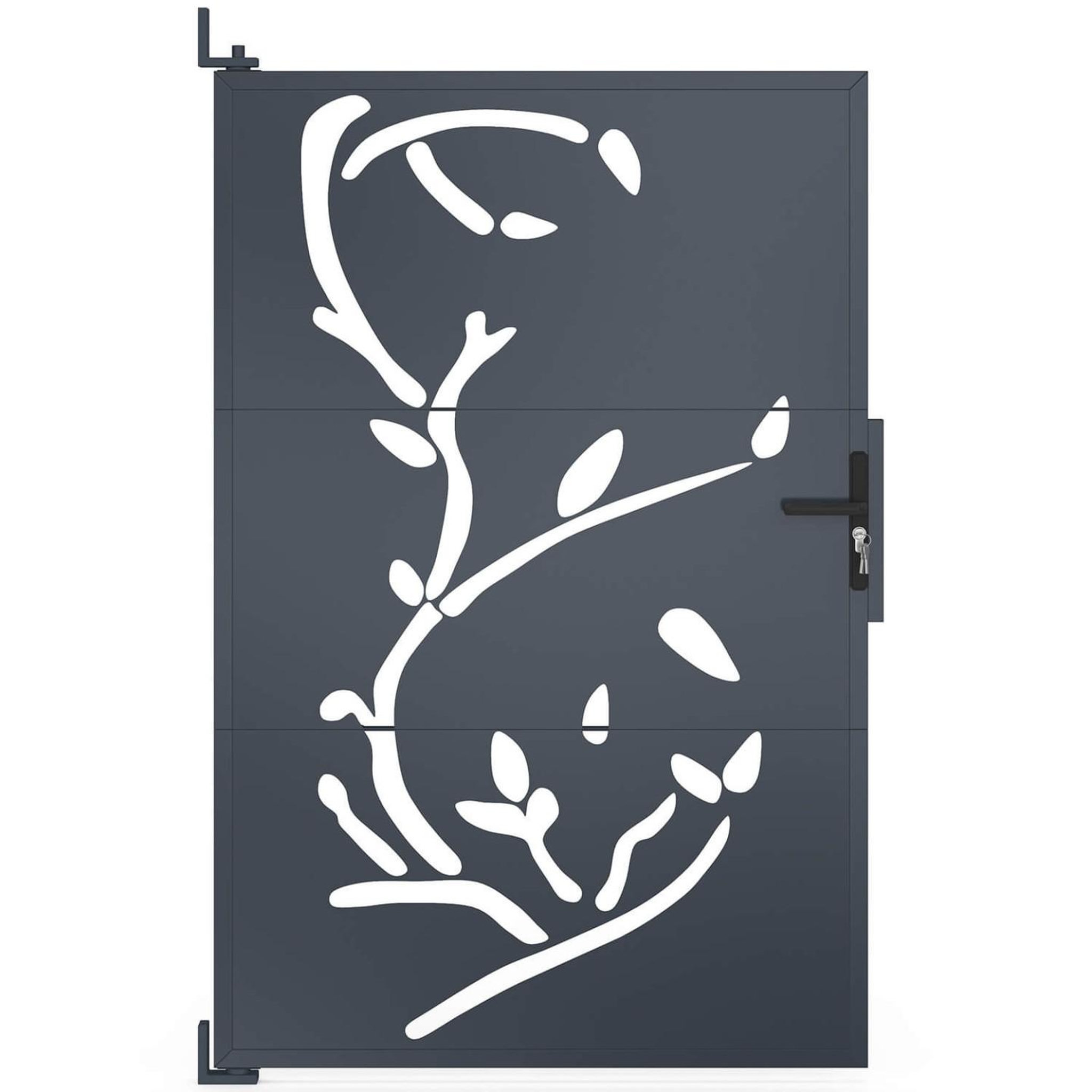 Voir la diapositive 3 : ID MARKET Portillon 100 x 160 cm en acier gris anthracite avec motifs flower
