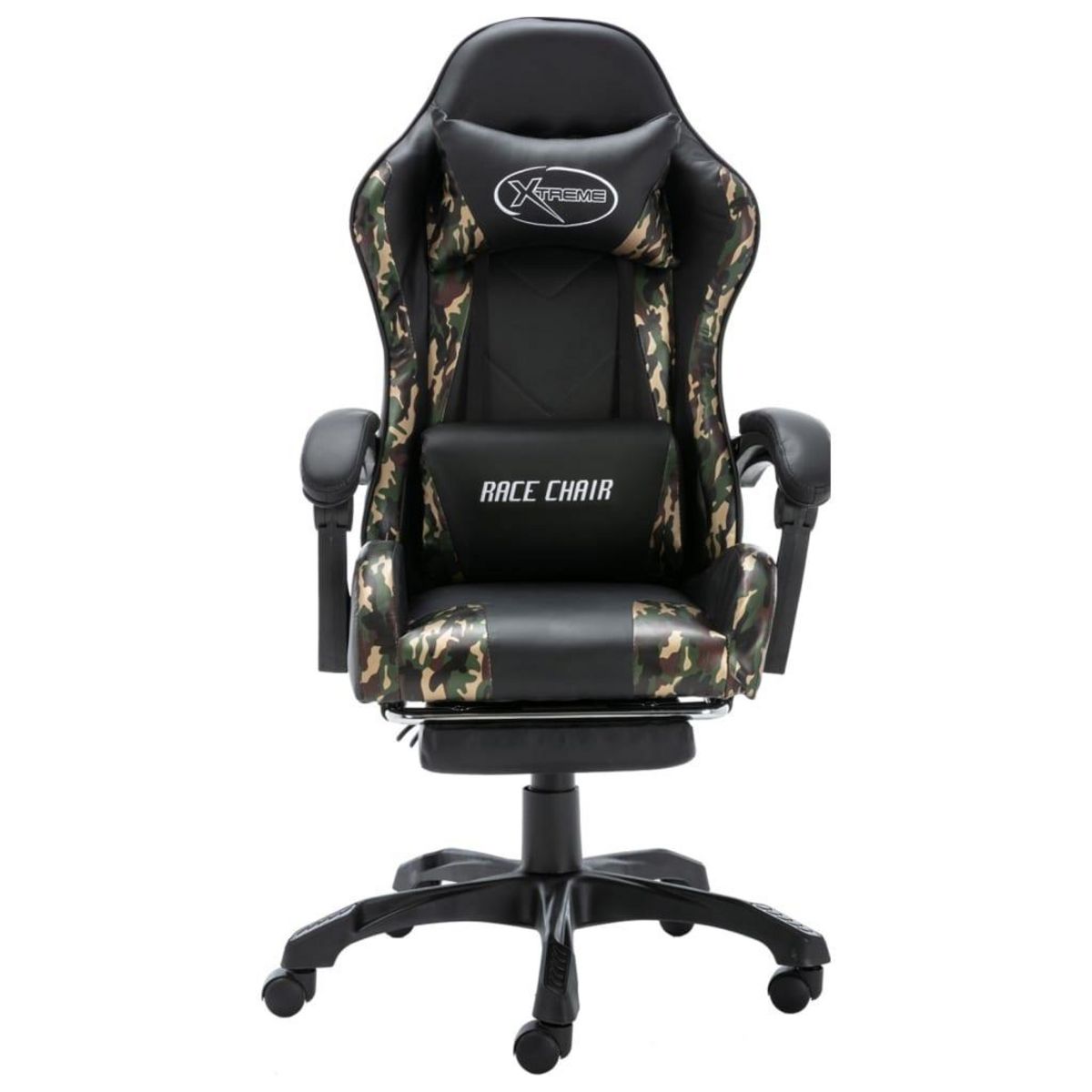 VIDAXL Fauteuil de jeux video repose-pied Noir/camouflage Similicuir