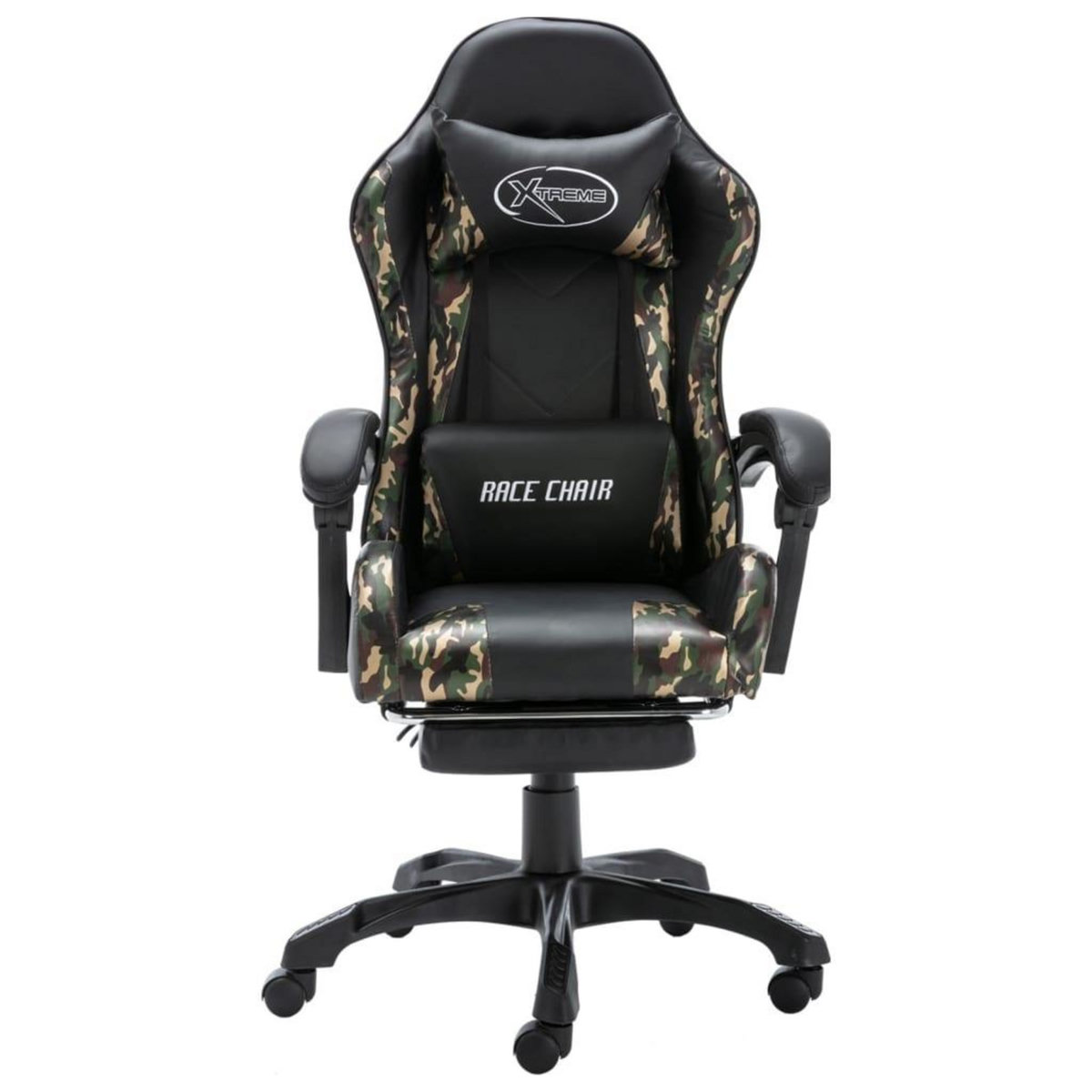 VIDAXL Fauteuil de jeux video repose-pied Noir/camouflage Similicuir