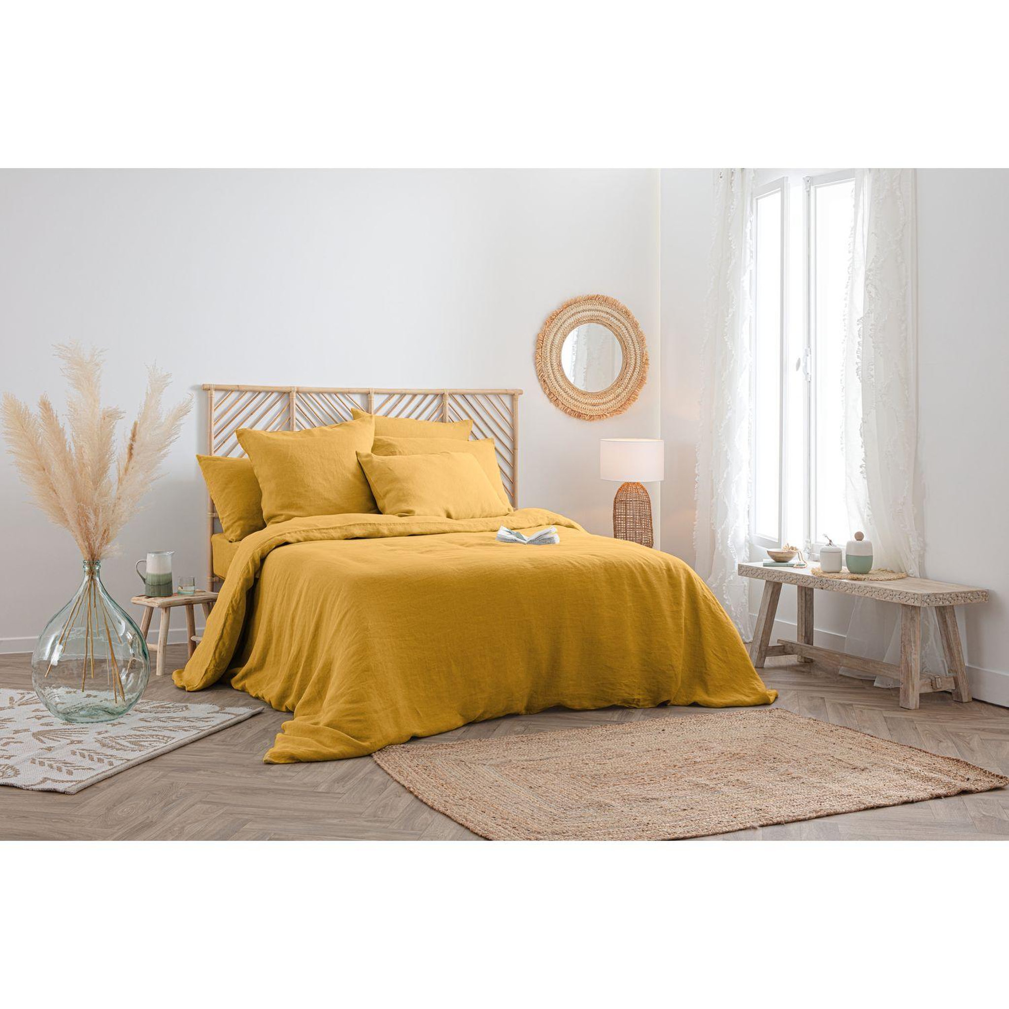 Voir la diapositive 5 : ATMOSPHERA Drap housse bonnet 30 cm 100% lin tropiques