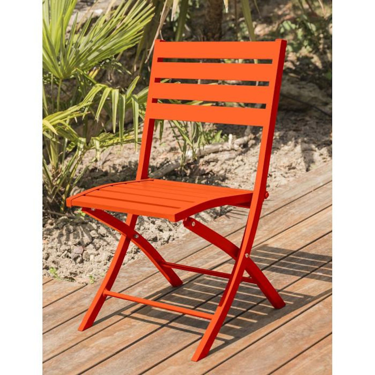 Paris Prix Ensemble Table de Jardin Pliante & 4 Chaises  Marius  140cm Orange