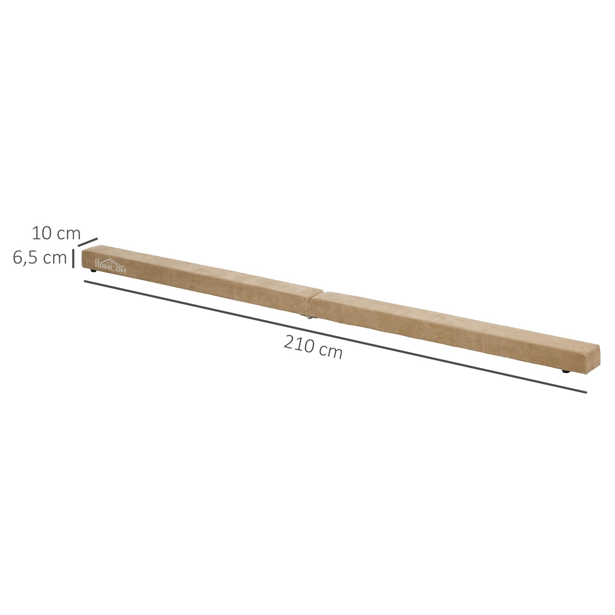 Voir la diapositive 3 : HOMCOM Poutre gymnastique pliable 210 cm - poutre d'équilibre antidérapante - bois de pin toucher daim marron