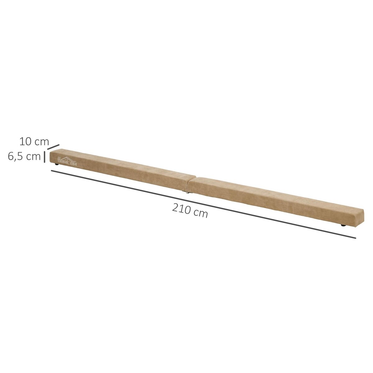 HOMCOM Poutre gymnastique pliable 210 cm - poutre d'équilibre antidérapante - bois de pin toucher daim marron
