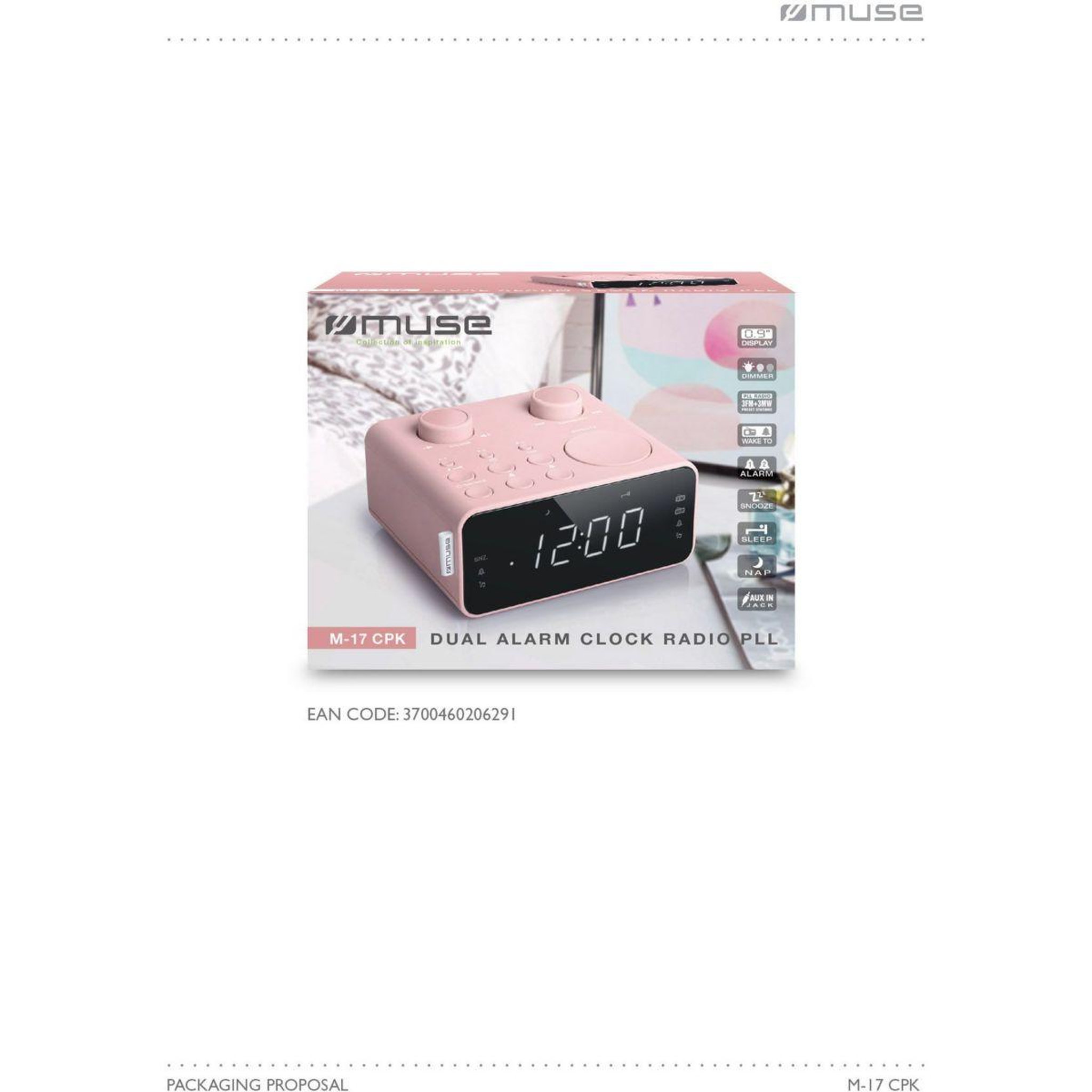 Voir la diapositive 3 : Muse Radio réveil m-17 cpk rose