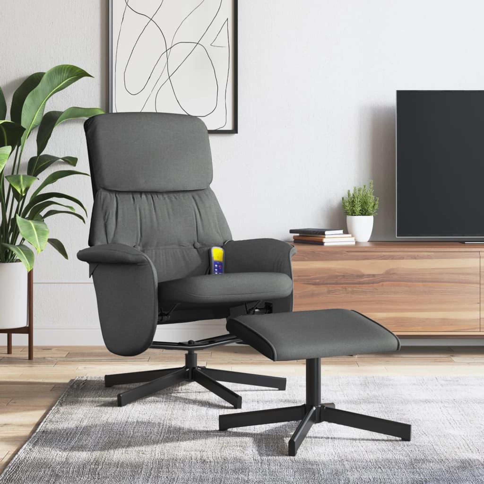 VIDAXL Fauteuil de massage inclinable et repose-pieds gris fonce tissu