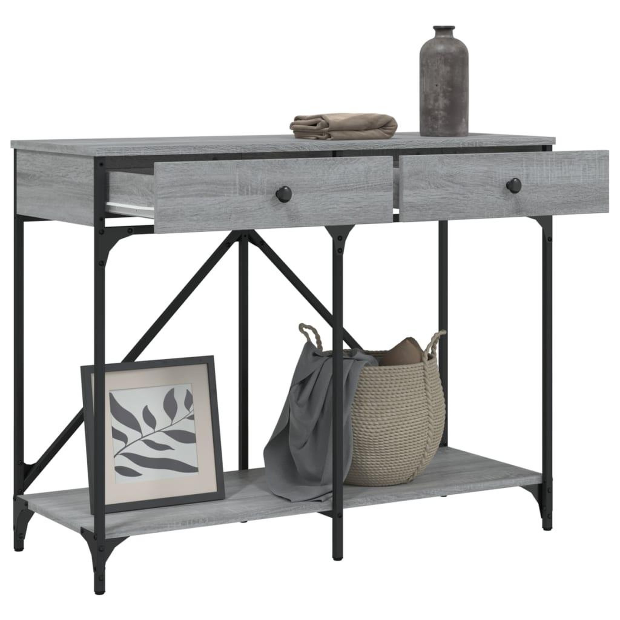 Voir la diapositive 4 : VIDAXL Table console sonoma gris 100x39x78,5 cm bois d'ingenierie