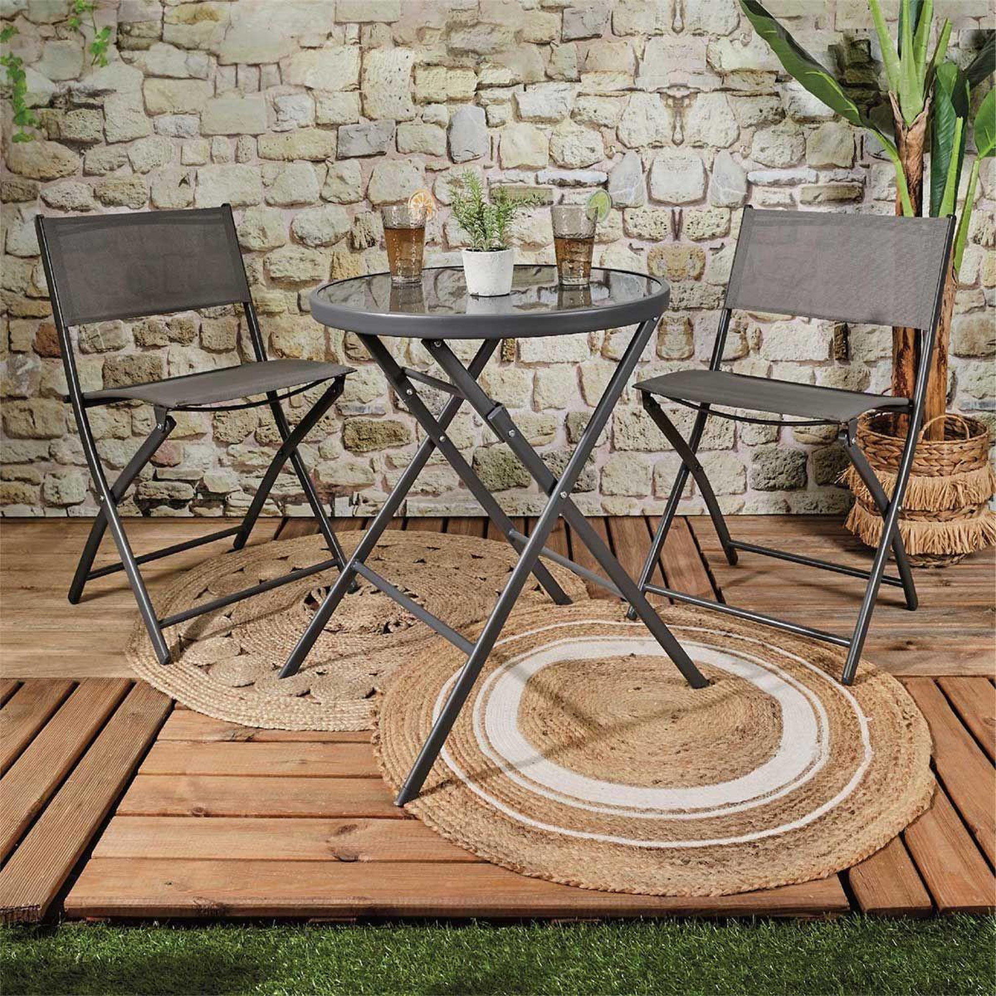 Voir la diapositive 5 : The Home Deco Factory Table de jardin pliable  elba  71cm gris