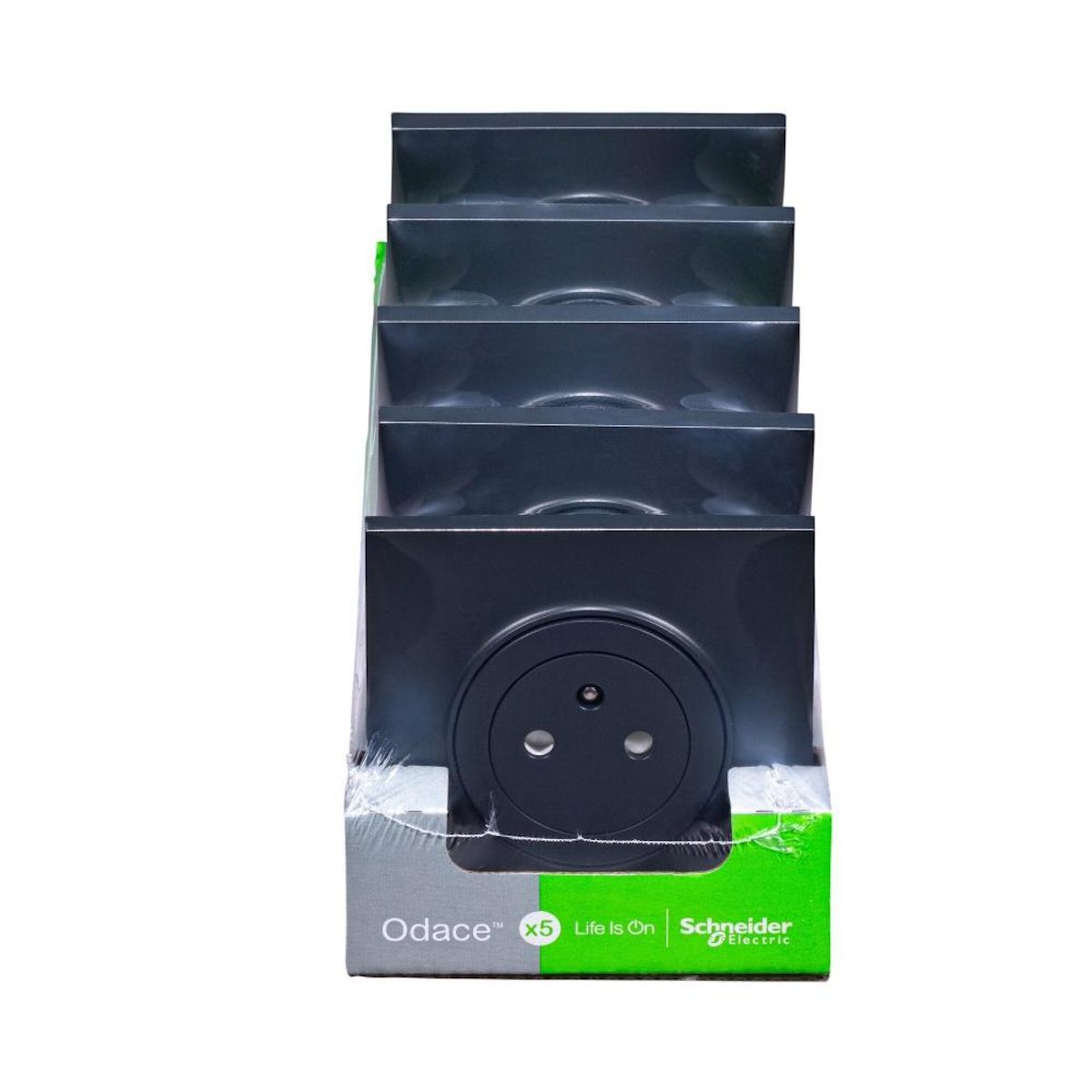 Schneider Electric Lot de 5 prises affleurantes complètes Odace, SCHNEIDER ELECTRIC, anthracite
