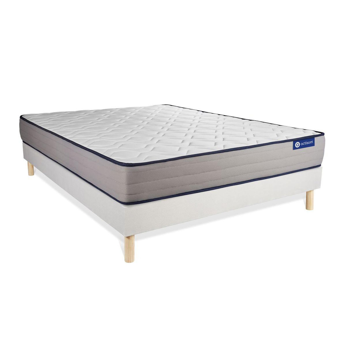 ACTISOM Ensemble matelas Latex et Mémoire de forme ACTILATEX FORM 160x200 cm 5zones de confort + sommier KIT blanc