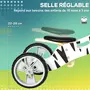 HOMCOM Tricycle draisienne enfant 2 en 1 - selle réglable - roues EVA texturées, guidon ergonomique, poignée transport - panneaux bois motif zèbre