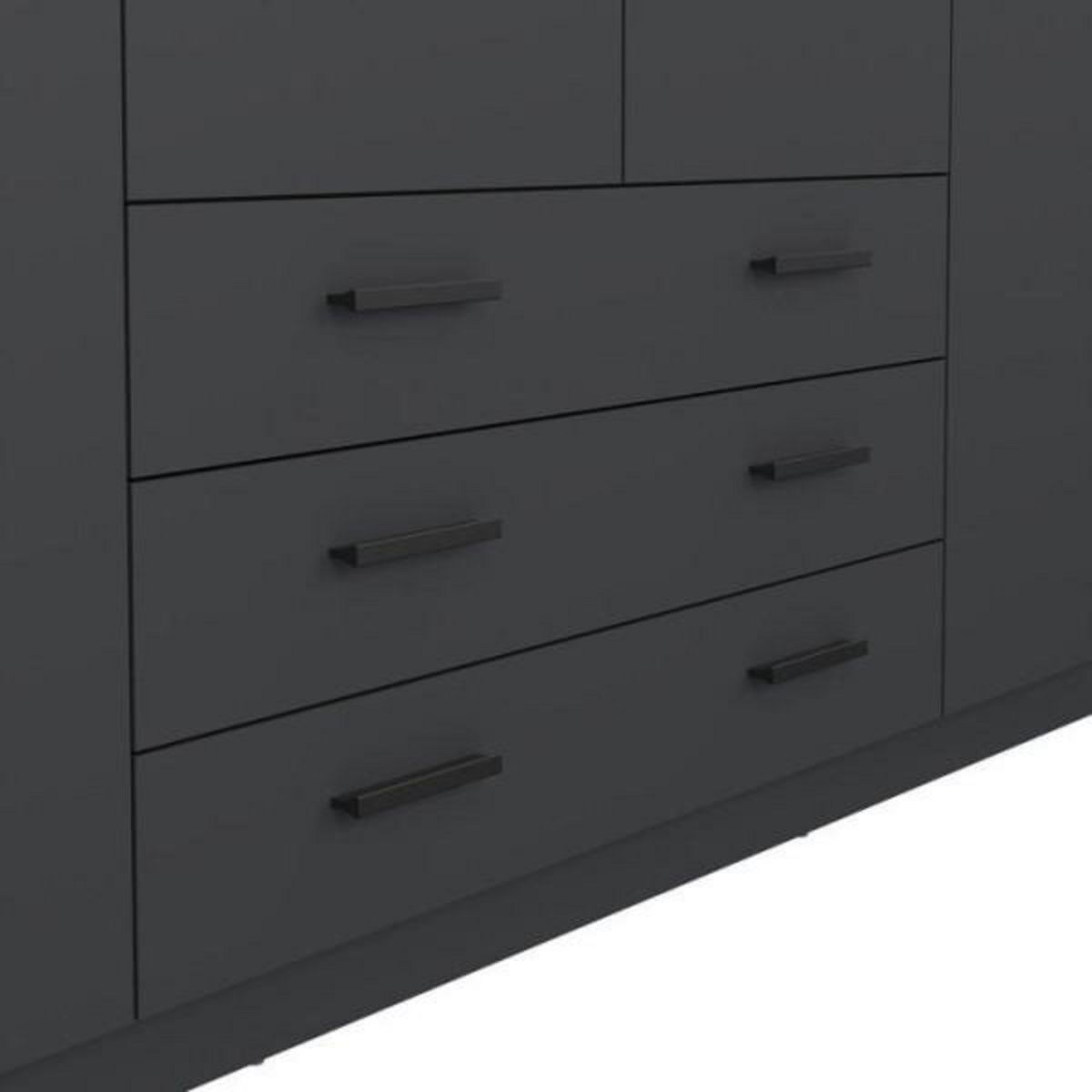 MARKET24 Armoire VEGA - Décor Gris anthracite - 4 portes + 3 tiroirs - L 195,5 x P 49,6 x H 200,4 cm