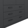 Voir la diapositive 6 : MARKET24 Armoire VEGA - Décor Gris anthracite - 4 portes + 3 tiroirs - L 195,5 x P 49,6 x H 200,4 cm