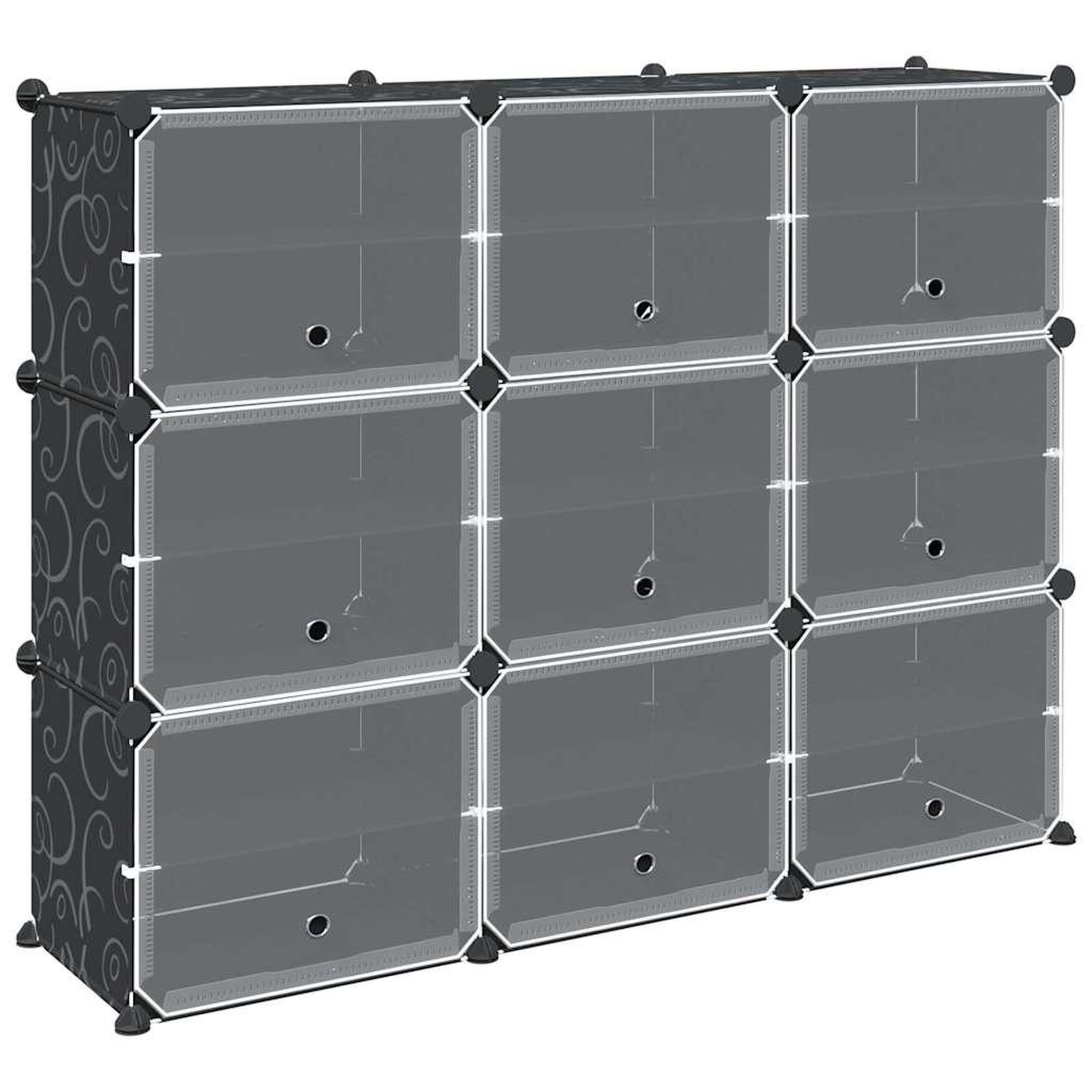 Voir la diapositive 2 : VIDAXL Cubes de rangement 9 pcs avec portes noir PP