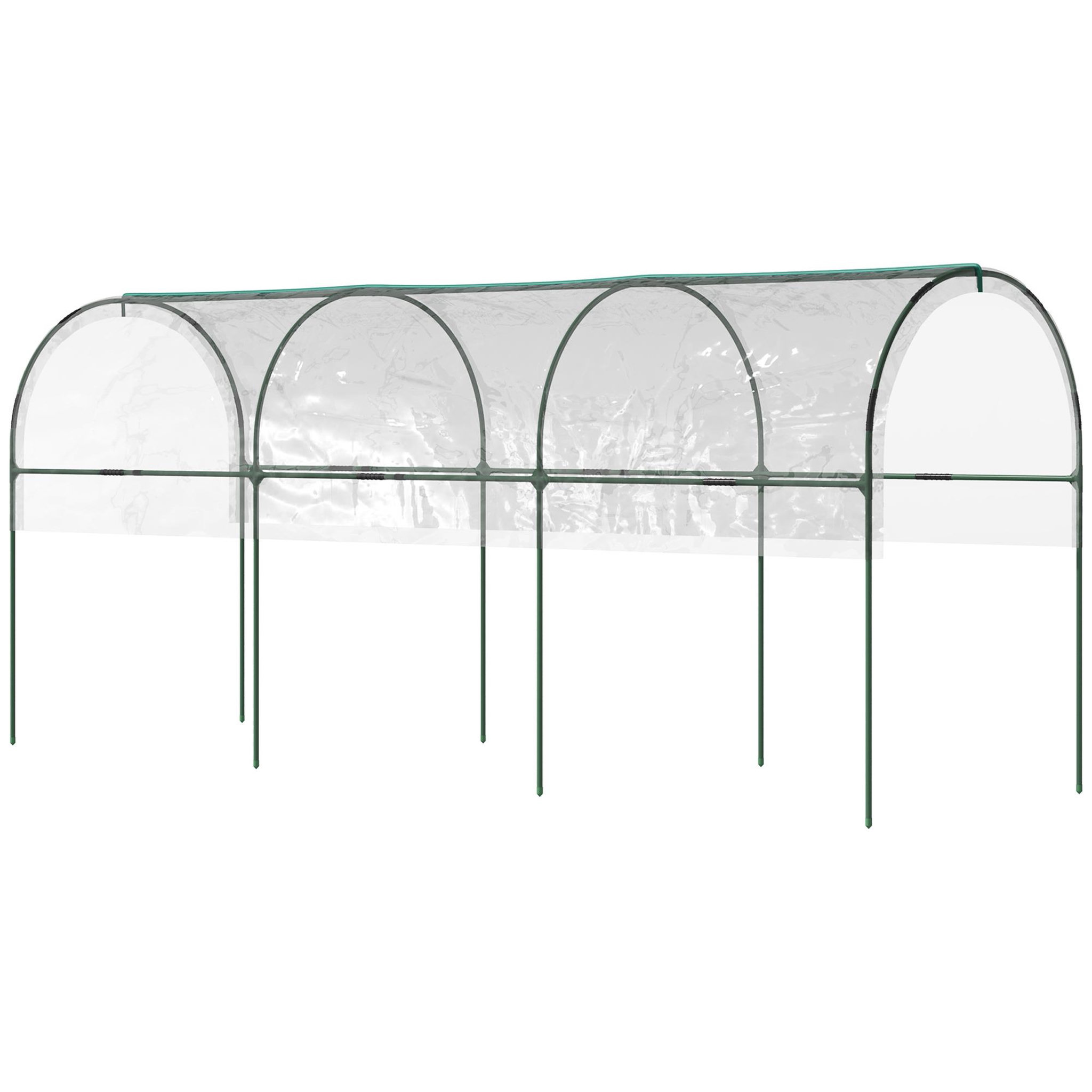 OUTSUNNY Serre de jardin serre à tomates dim. 4l x 1,23l x 1,71h m acier thermolaqué vert pvc haute densité transparent